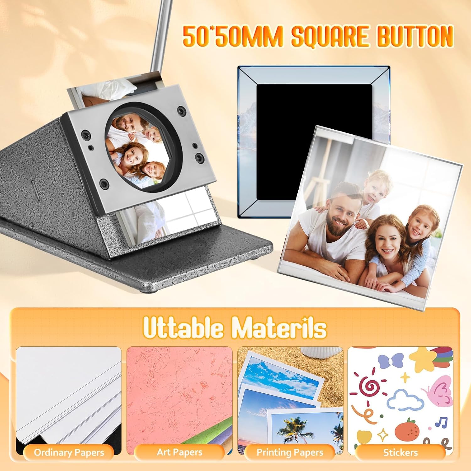 Magnet Maker Machine Kit 50x50MM Square, DIY Photo Magnet Press with Paper Cutter & Supplies