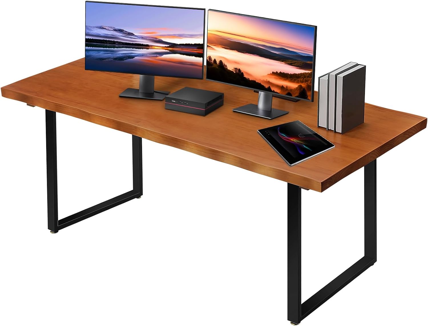 Wooden Computer Desk, 70.8 Inch Home Office Desk, Gaming Desk, Long Work Desk Table with Metal Frame