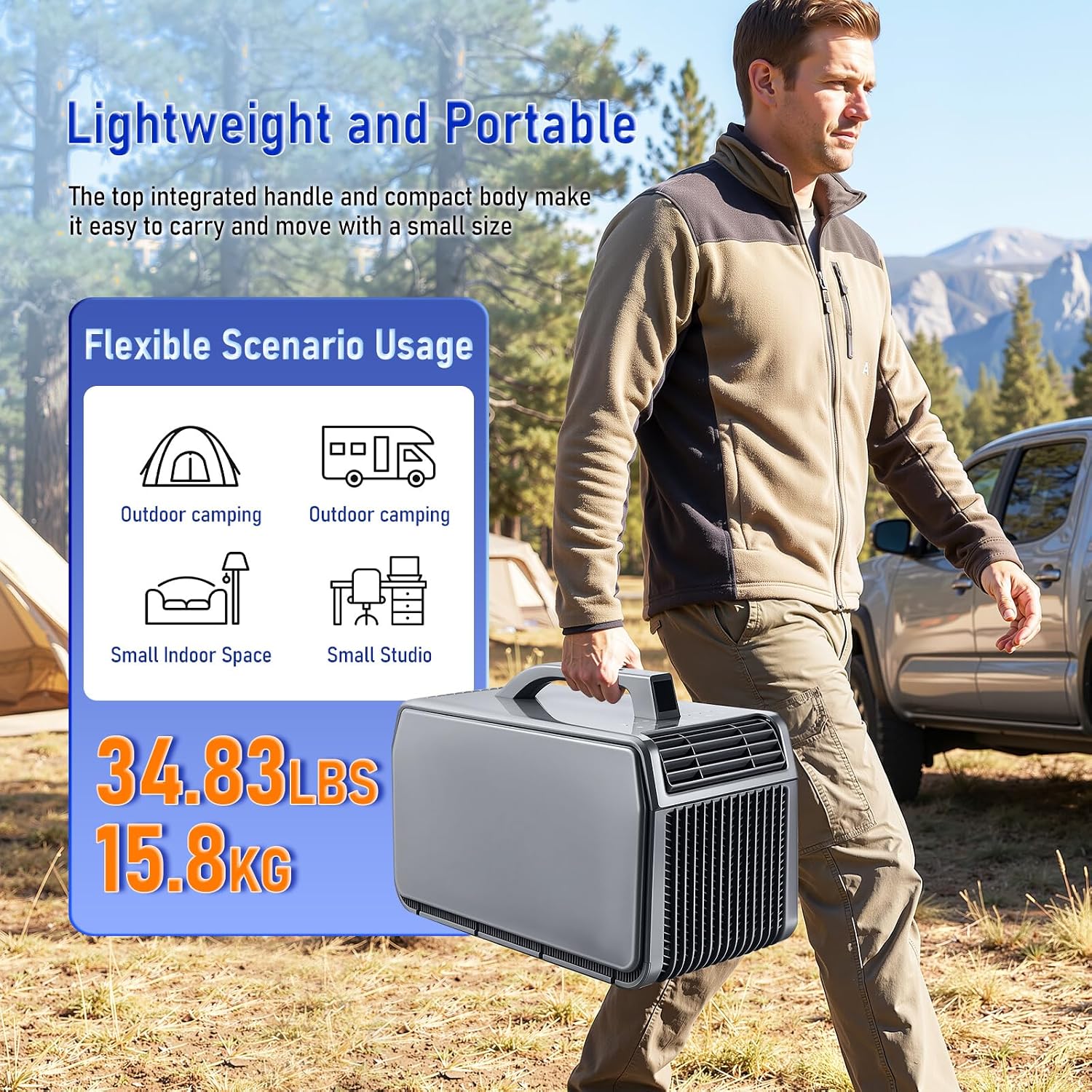 500W 12V DC Portable Air Conditioner, Quiet Cooler & Heater Combo for Car Tent Camper RV Boat