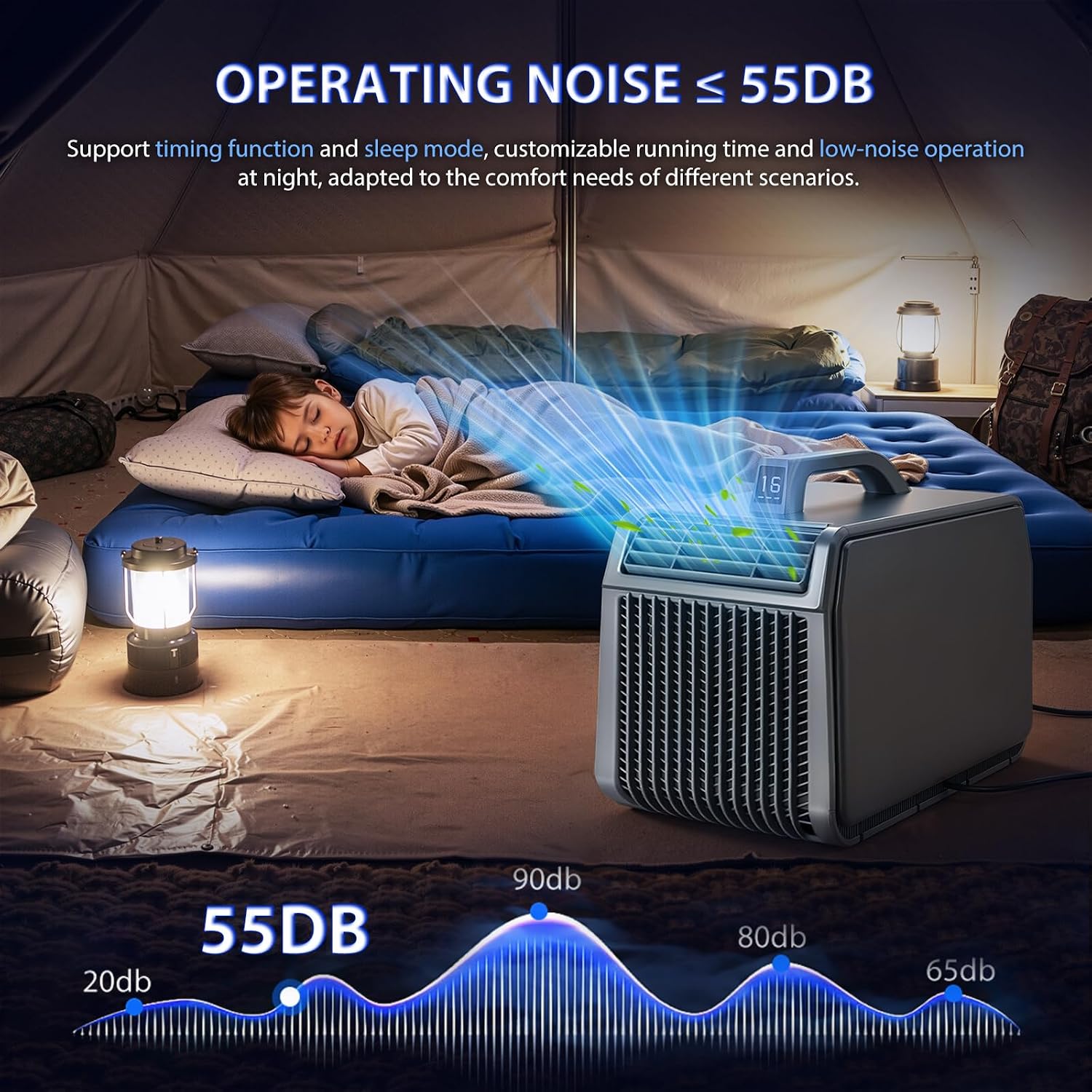 500W 12V DC Portable Air Conditioner, Quiet Cooler & Heater Combo for Car Tent Camper RV Boat