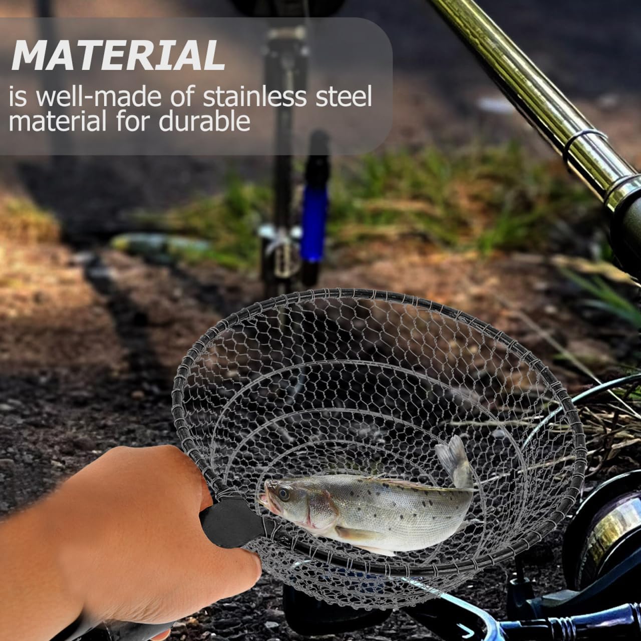Fly Fishing Net Large Handheld Fish Landing Net with Sturdy Wire Mesh
