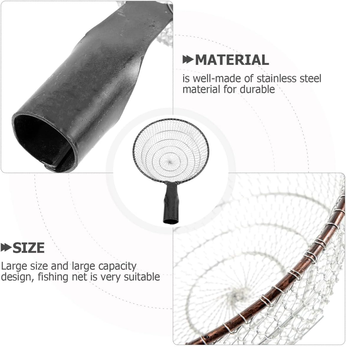 Fly Fishing Net Large Handheld Fish Landing Net with Sturdy Wire Mesh