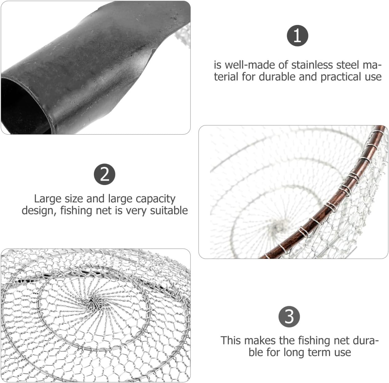 Fly Fishing Net Large Handheld Fish Landing Net with Sturdy Wire Mesh