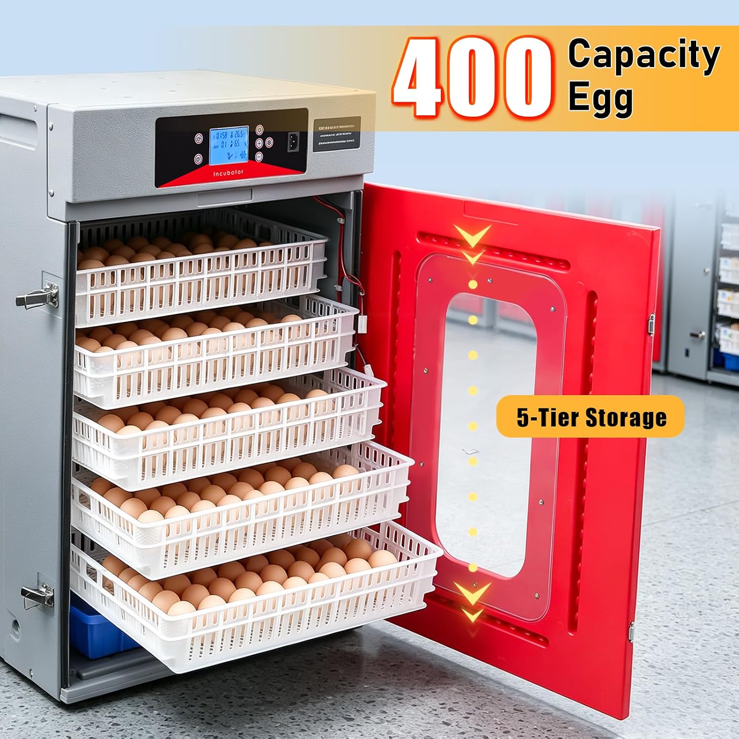 400 Capacity Egg Incubator with Automatic Temperature & Humidity Control