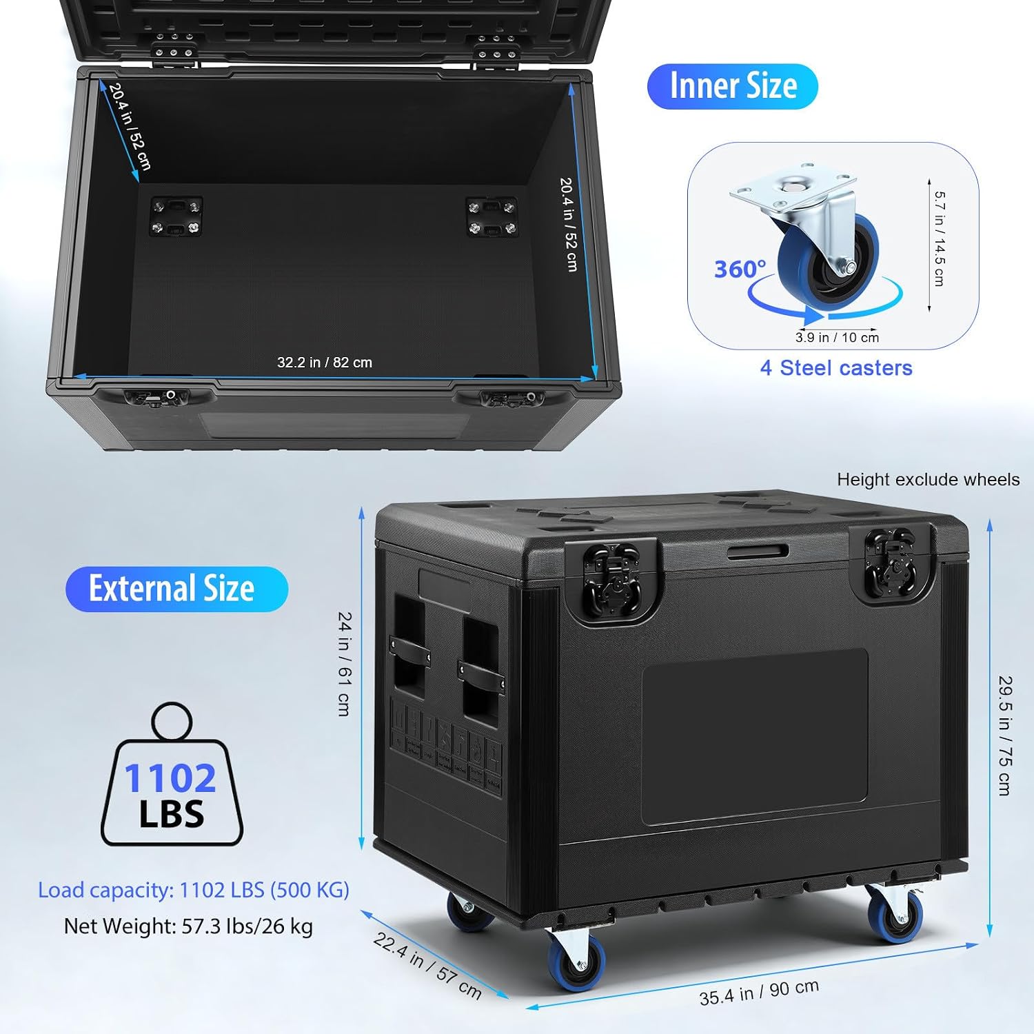 Heavy Cable Transport Case, 500kg, Stackable