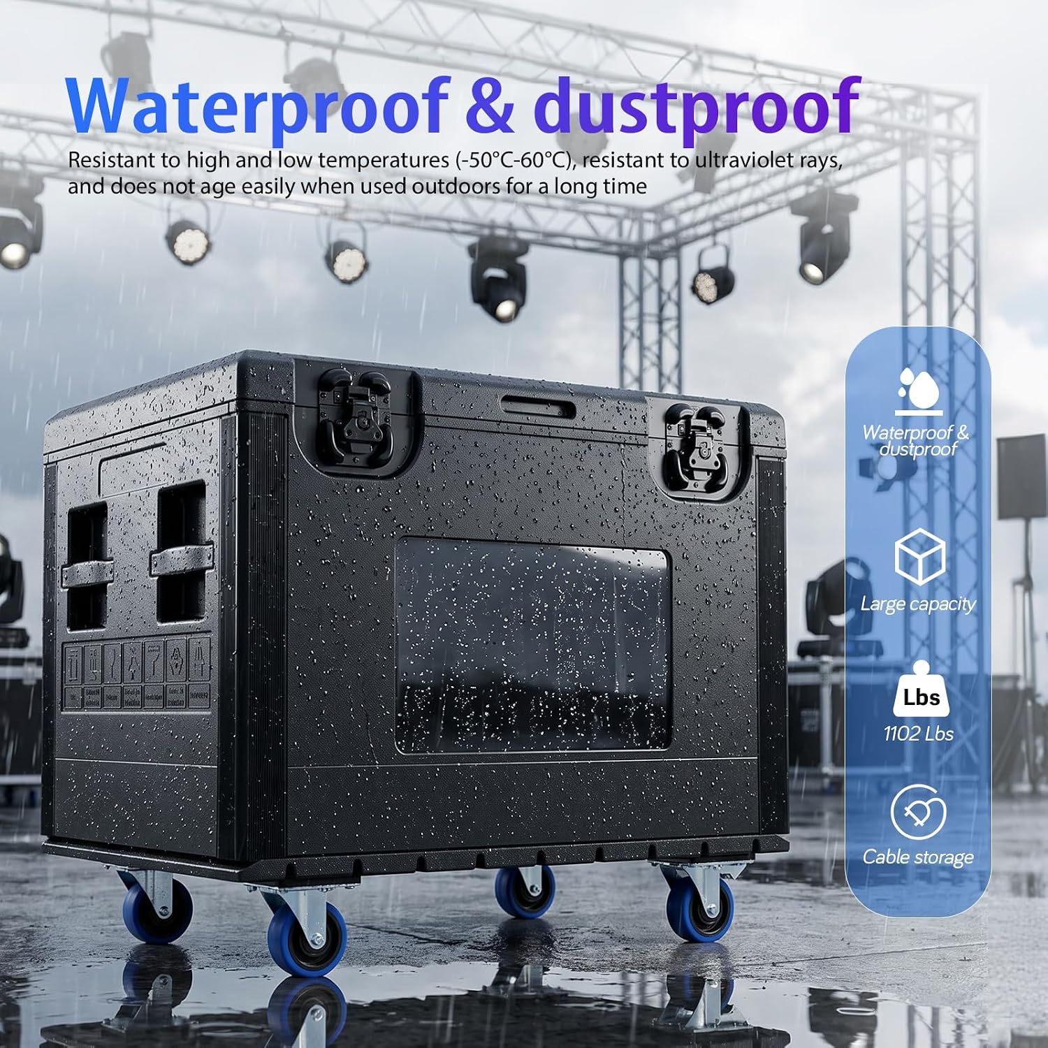 Heavy Duty Road Case, Flight Case, Rolling DJ Equipment, Cable Trunk with Wheels 