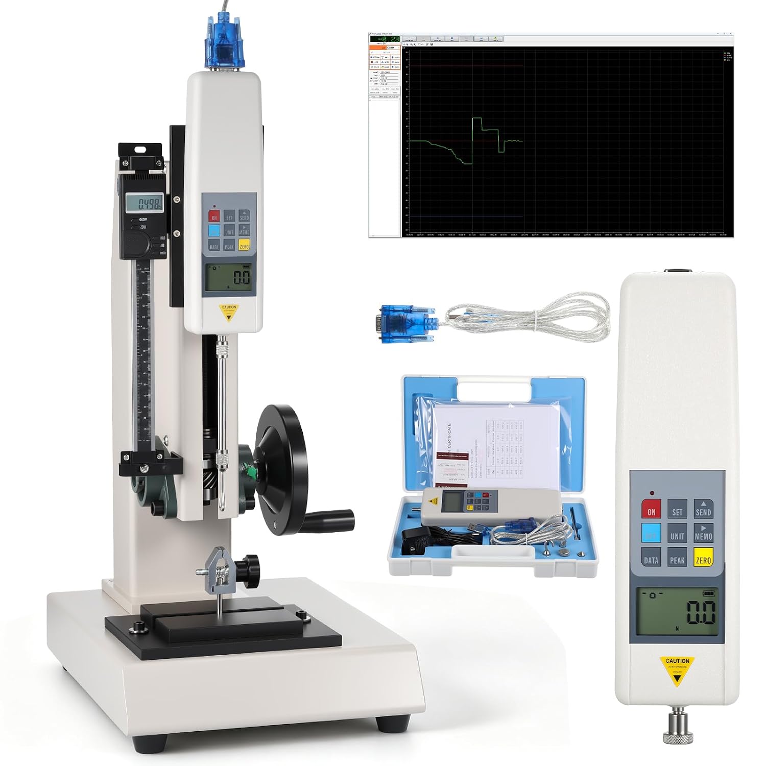 Force Gauge with Platform Stand, ±0.5% Accuracy Push Pull Gauge Digital 500N Tester