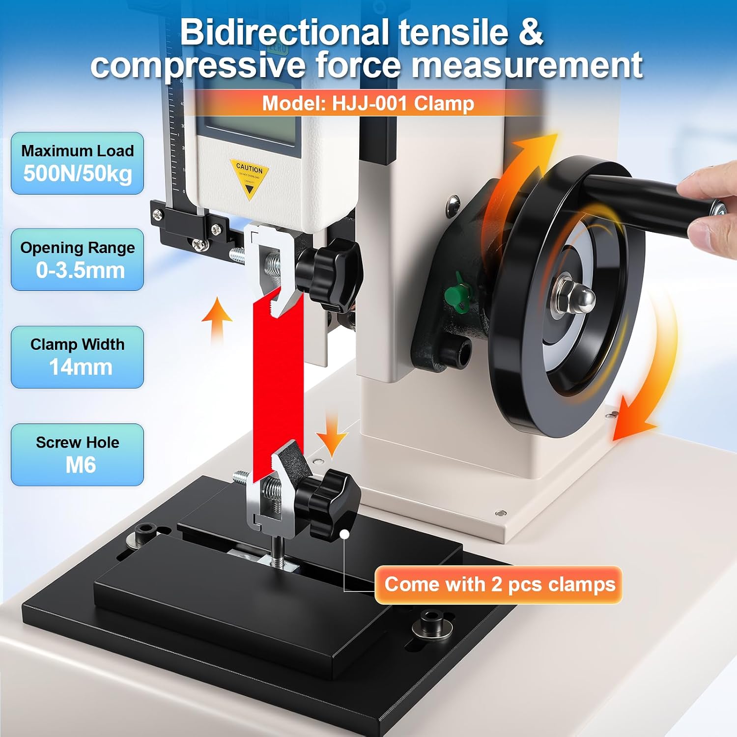 Force Gauge with Platform Stand, ±0.5% Accuracy Push Pull Gauge Digital 500N Tester