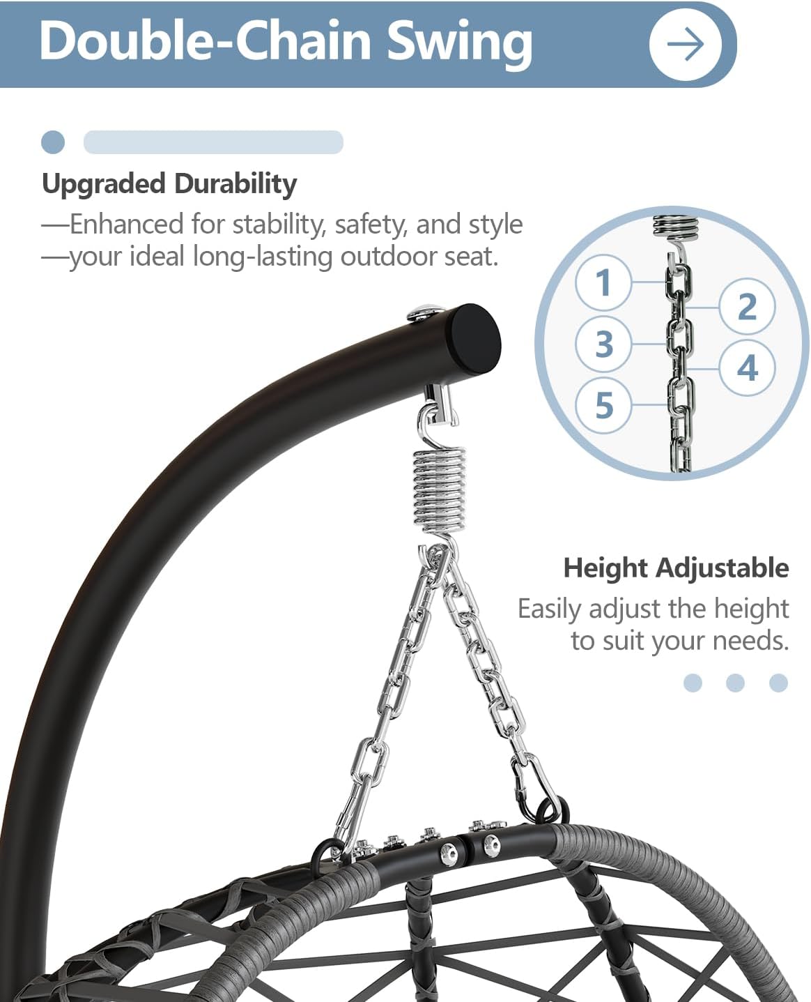 Hanging Egg Chair with Stand, Outdoor Indoor Rattan Wicker Egg Swing Chair with Cushion, Heavy Duty Patio Hammock Chairs