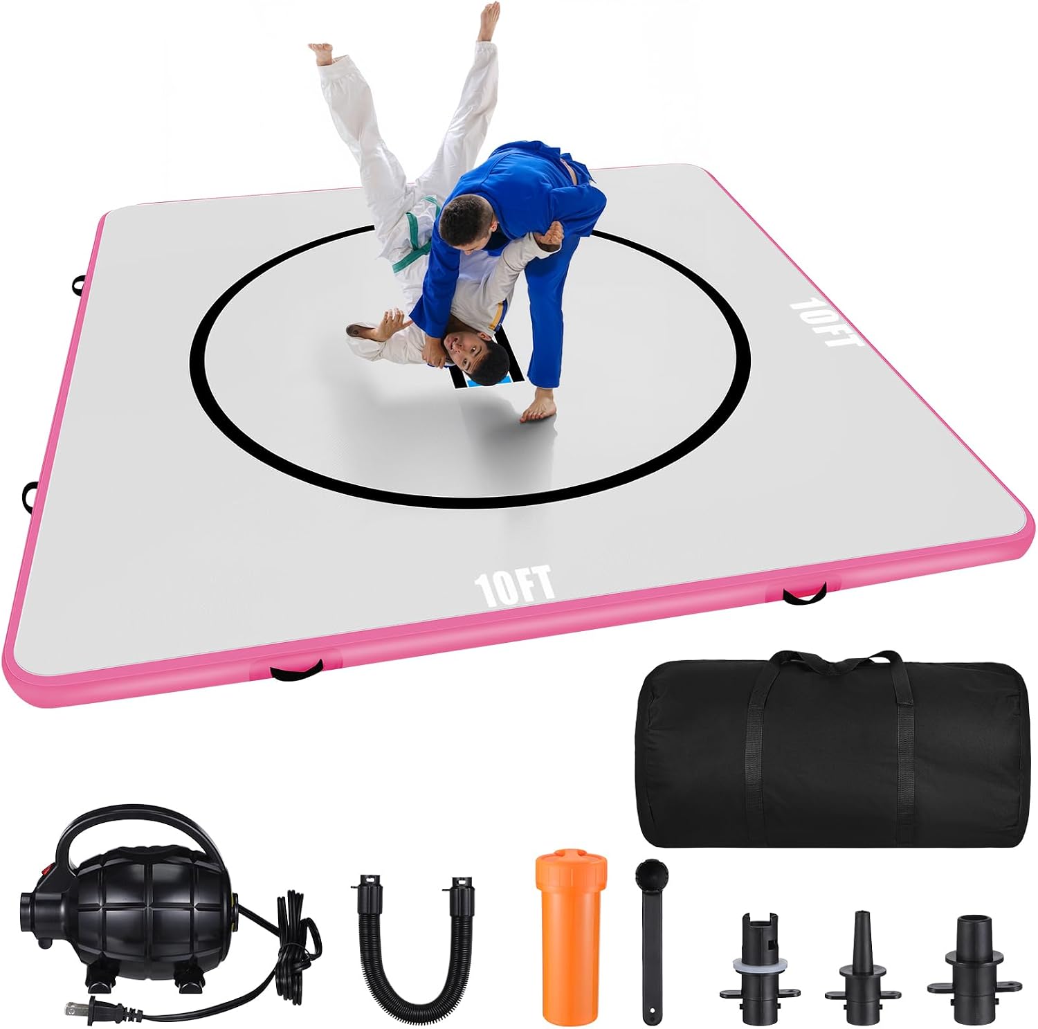 4 in Thick 10x10 Inflatable Wrestling Mat, Jiu Jitsu Mats, Wrestling Mats for Home, Inflatable Gymnastics Mat