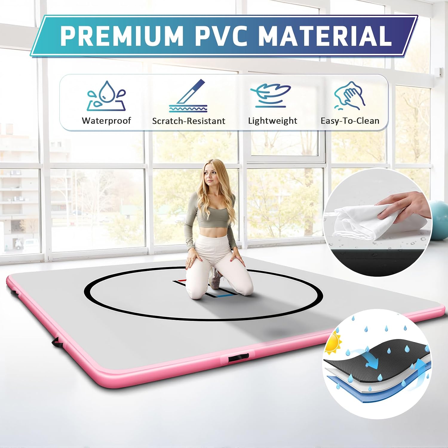 4 in Thick 10x10 Inflatable Wrestling Mat, Jiu Jitsu Mats, Wrestling Mats for Home, Inflatable Gymnastics Mat