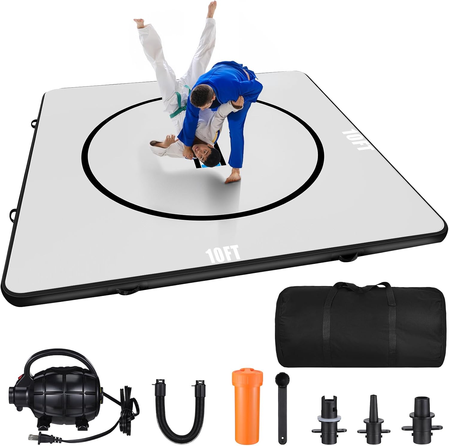 4 in Thick 10x10 Inflatable Wrestling Mat, Jiu Jitsu Mats, Wrestling Mats for Home, Inflatable Gymnastics Mat