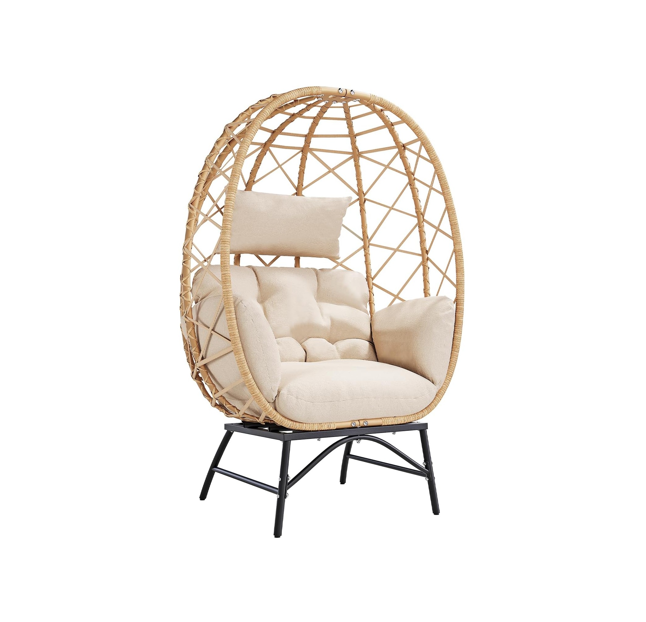 Wicker Egg Chair Outdoor, Oversized Patio Lounge Chairs with Cushion