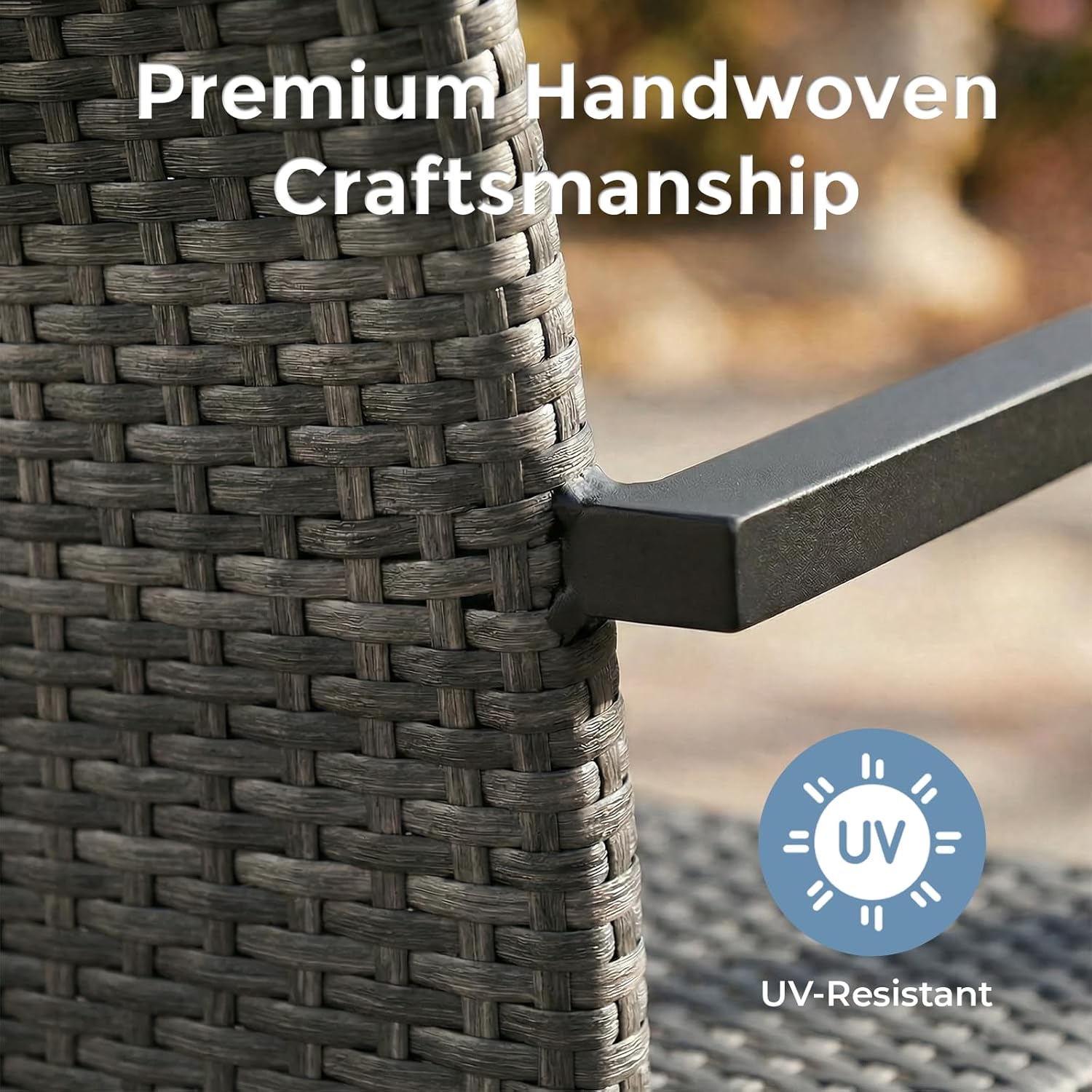 Stackable Patio Chairs Set of 2, Outdoor Wicker Dining Chairs with Armrests & Steel Frame