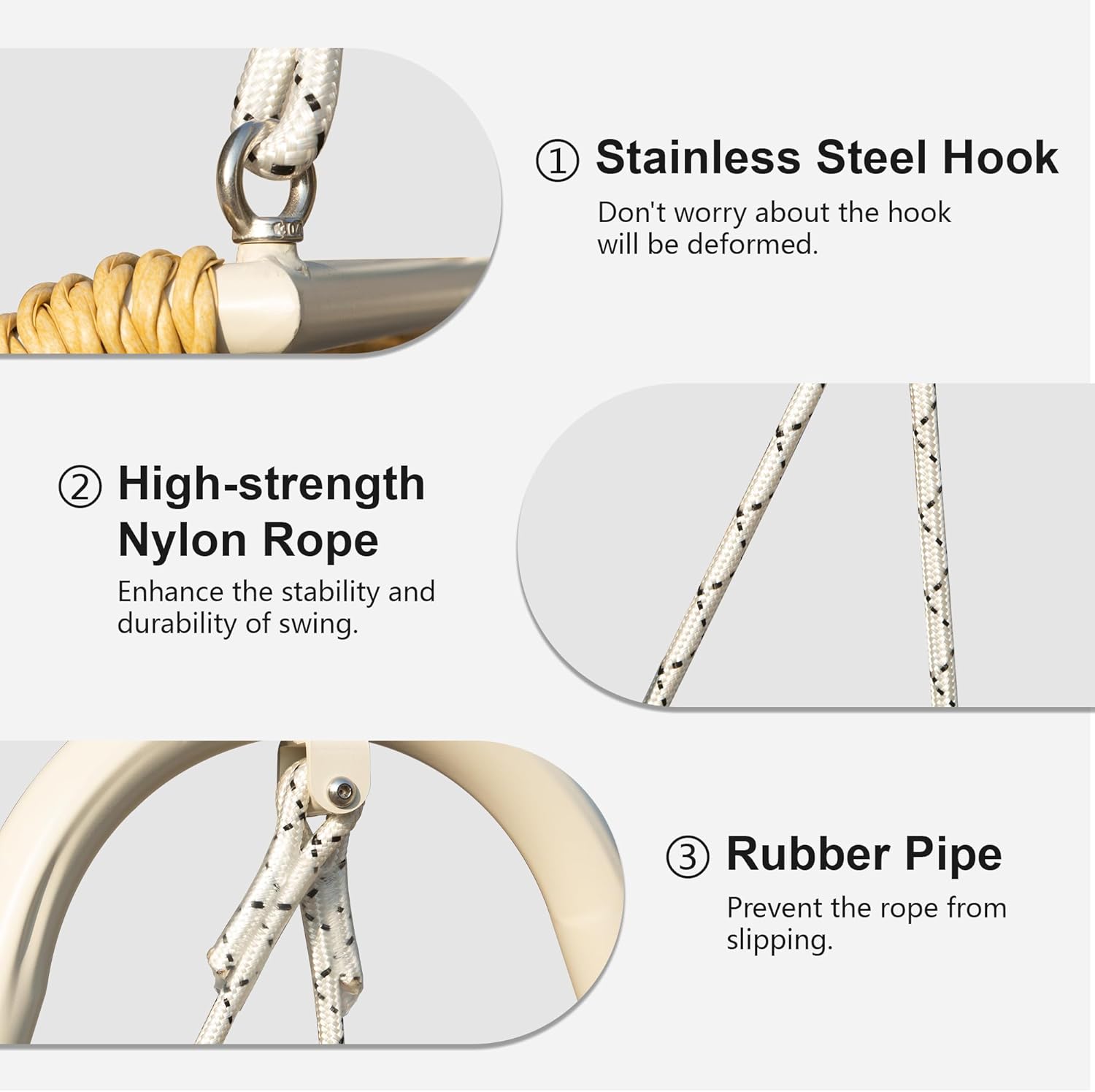 2-Seat Hanging Swing Chair with Thickened Cushions and Pillow, Rattan Porch Swing Chair