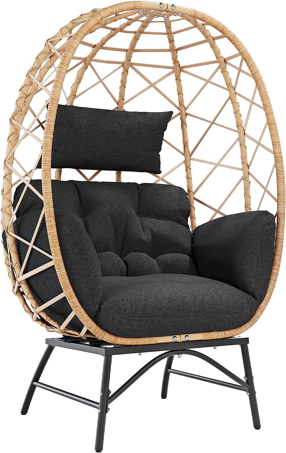Wicker Egg Chair Outdoor, Oversized Patio Lounge Chairs with Cushion
