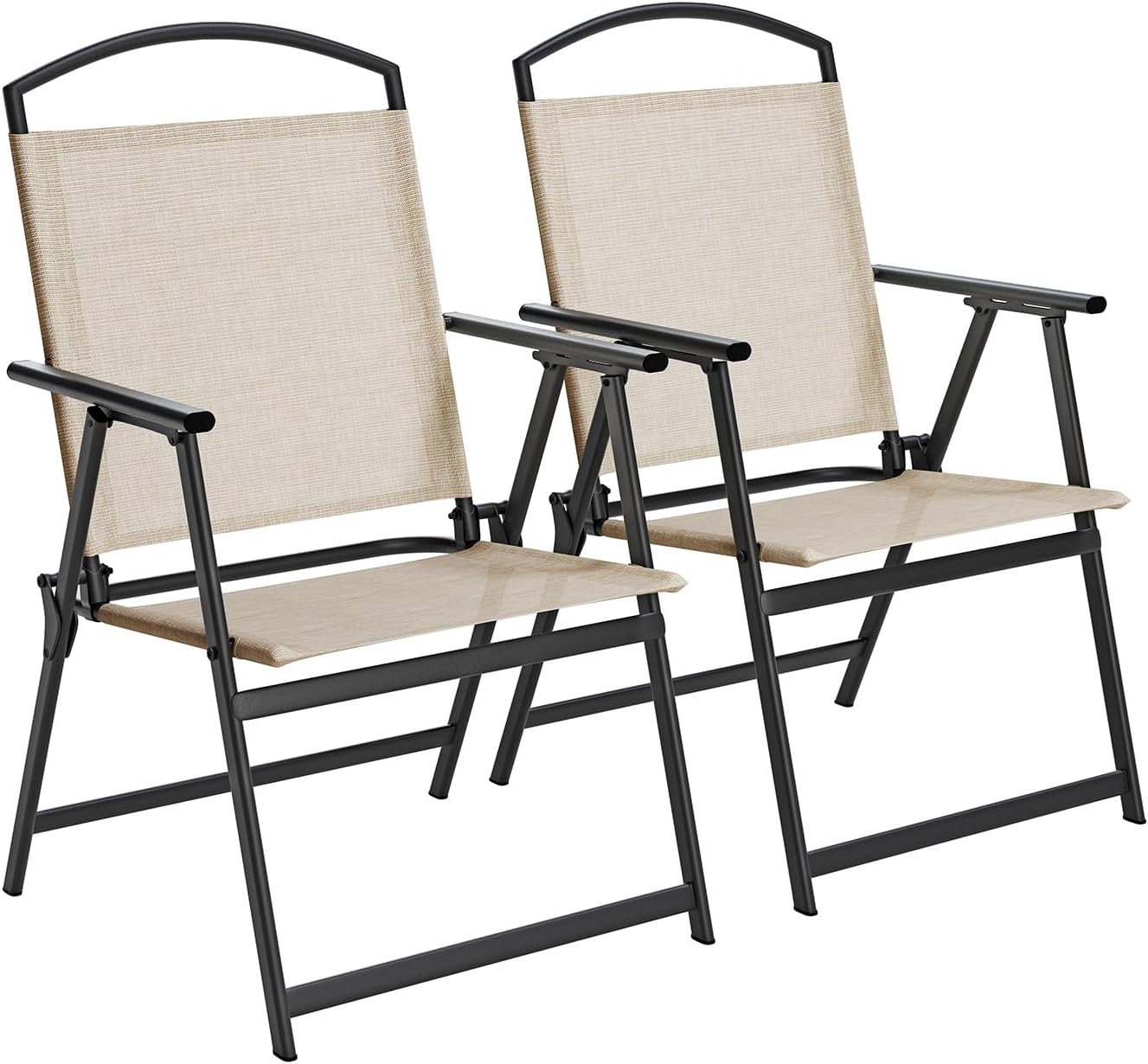 Folding Patio Chairs Set of 2, Outdoor Dining Chairs with Armrests