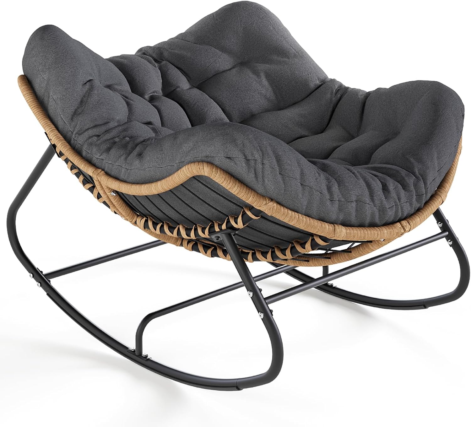 Oversized Patio Papasan Rocker, Comfy Wicker Reading Lounge