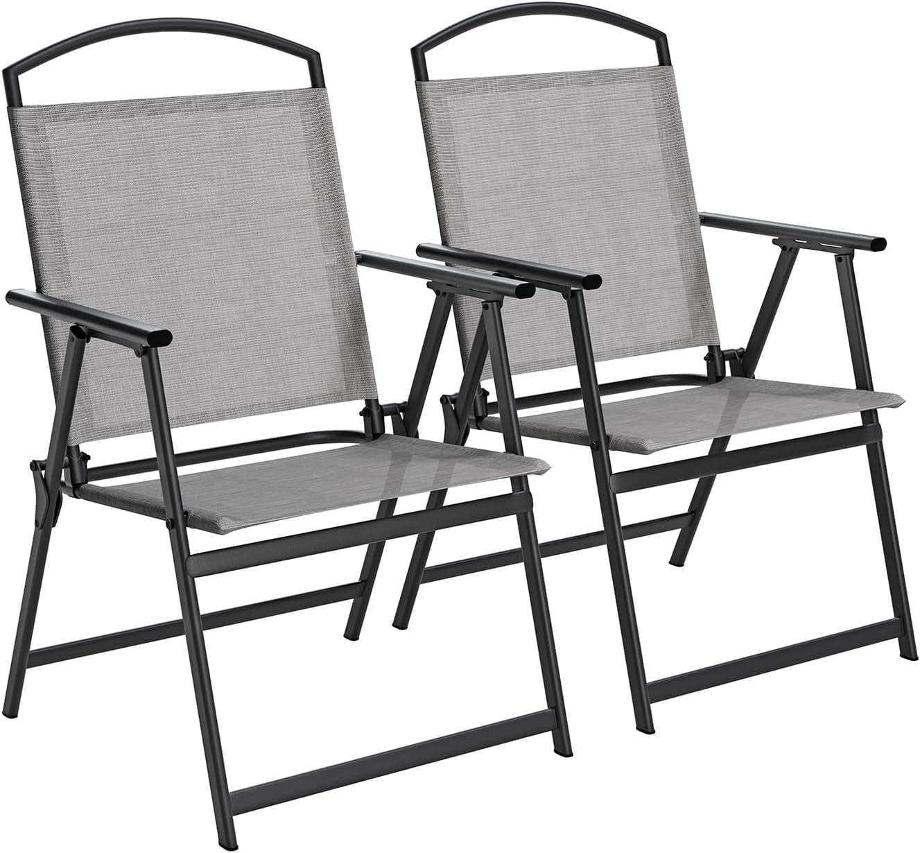 Folding Patio Chairs Set of 2, Outdoor Dining Chairs with Armrests