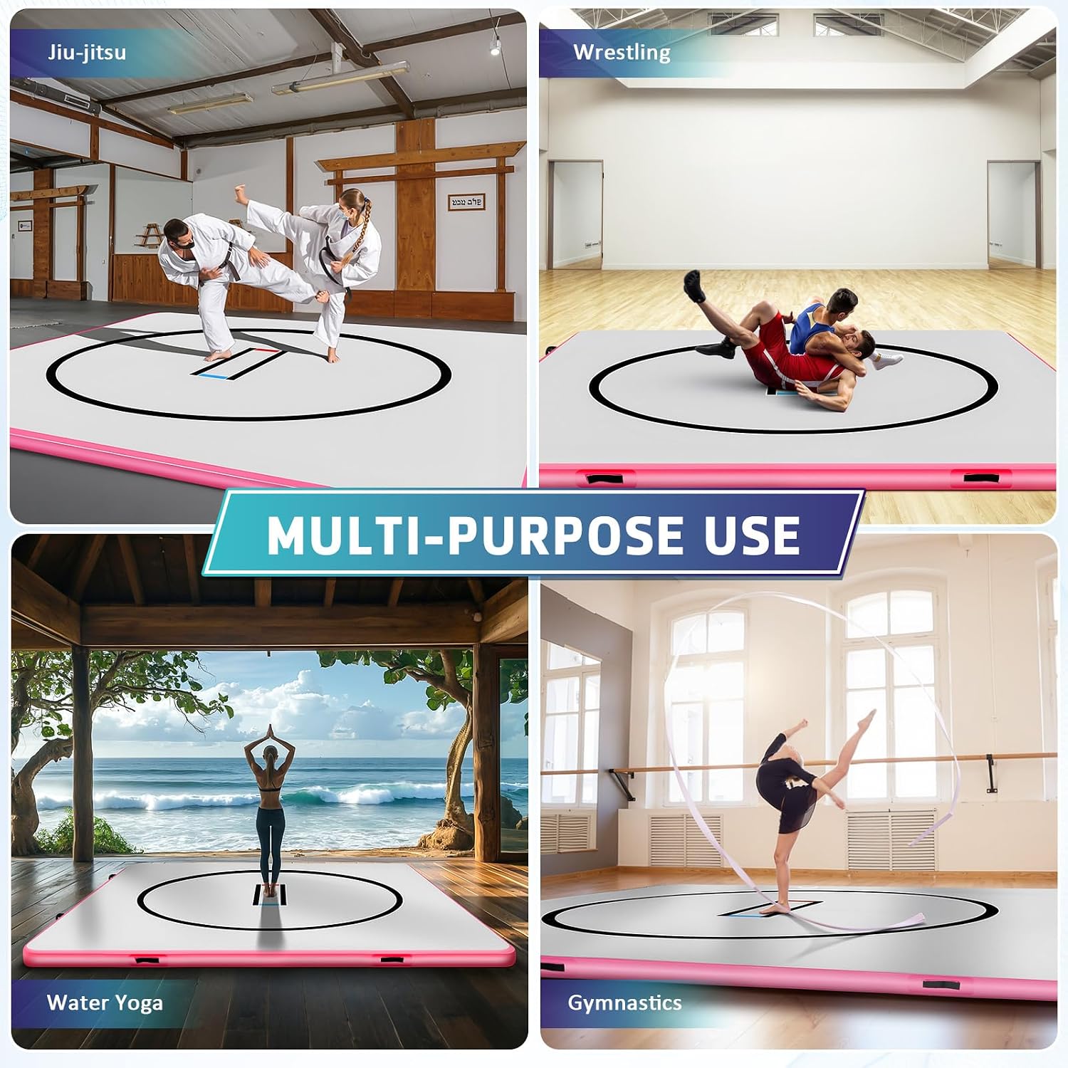 4 in Thick 10x10 Inflatable Wrestling Mat, Jiu Jitsu Mats, Wrestling Mats for Home, Inflatable Gymnastics Mat