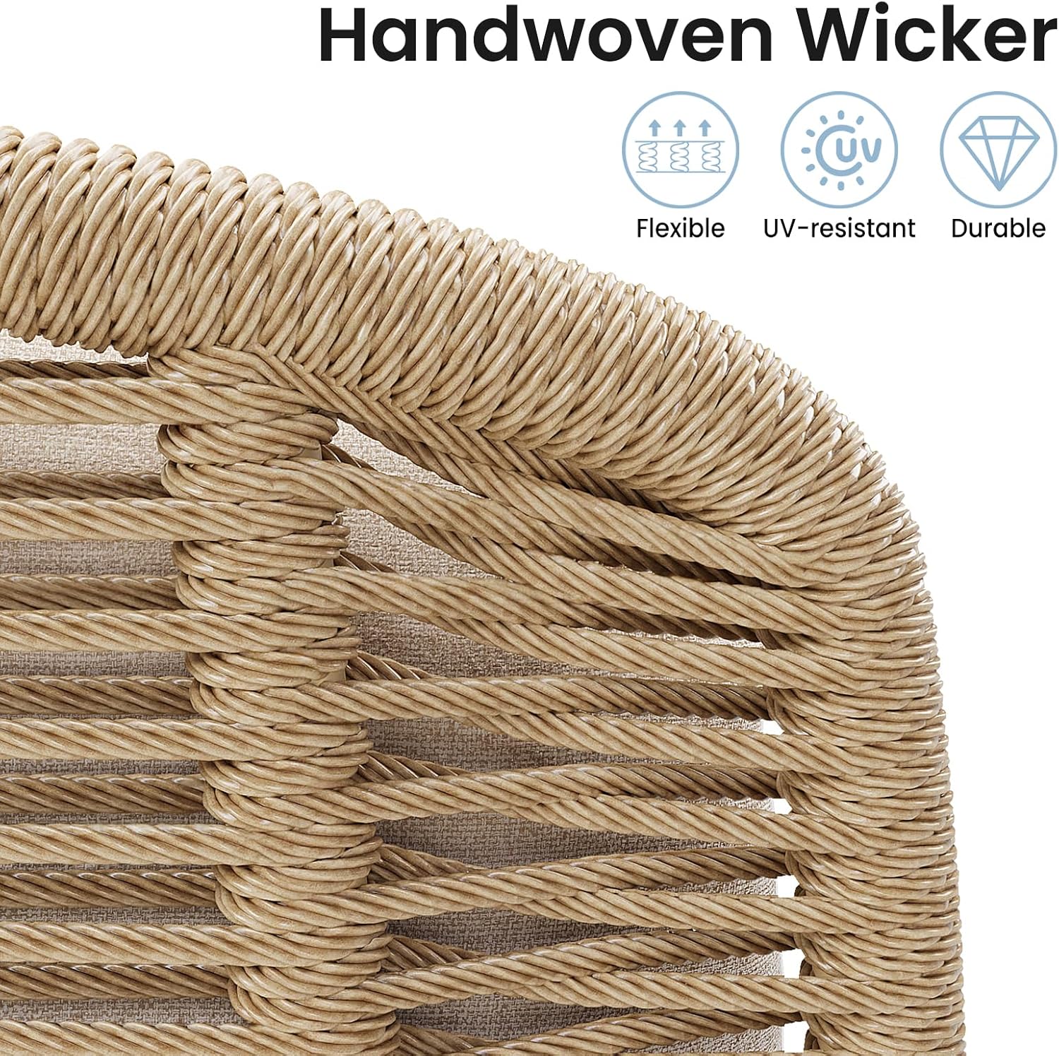 Outdoor Rocking Chair, Handwoven Wicker Rocker with Cushion