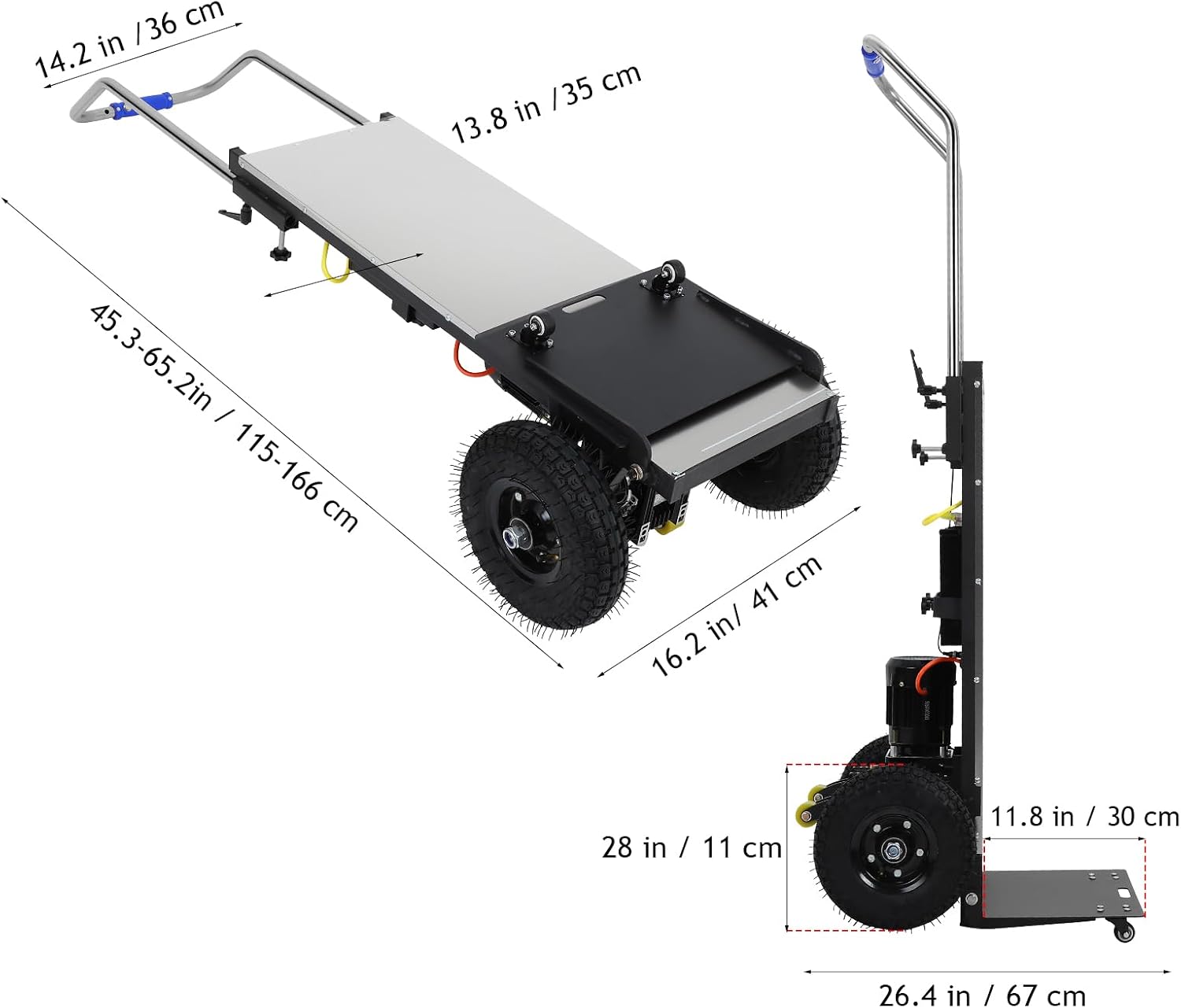 Electric Stair Climbing Dolly 1200W, Stair Climbing Cart Hand Truck 881lbs Capacity