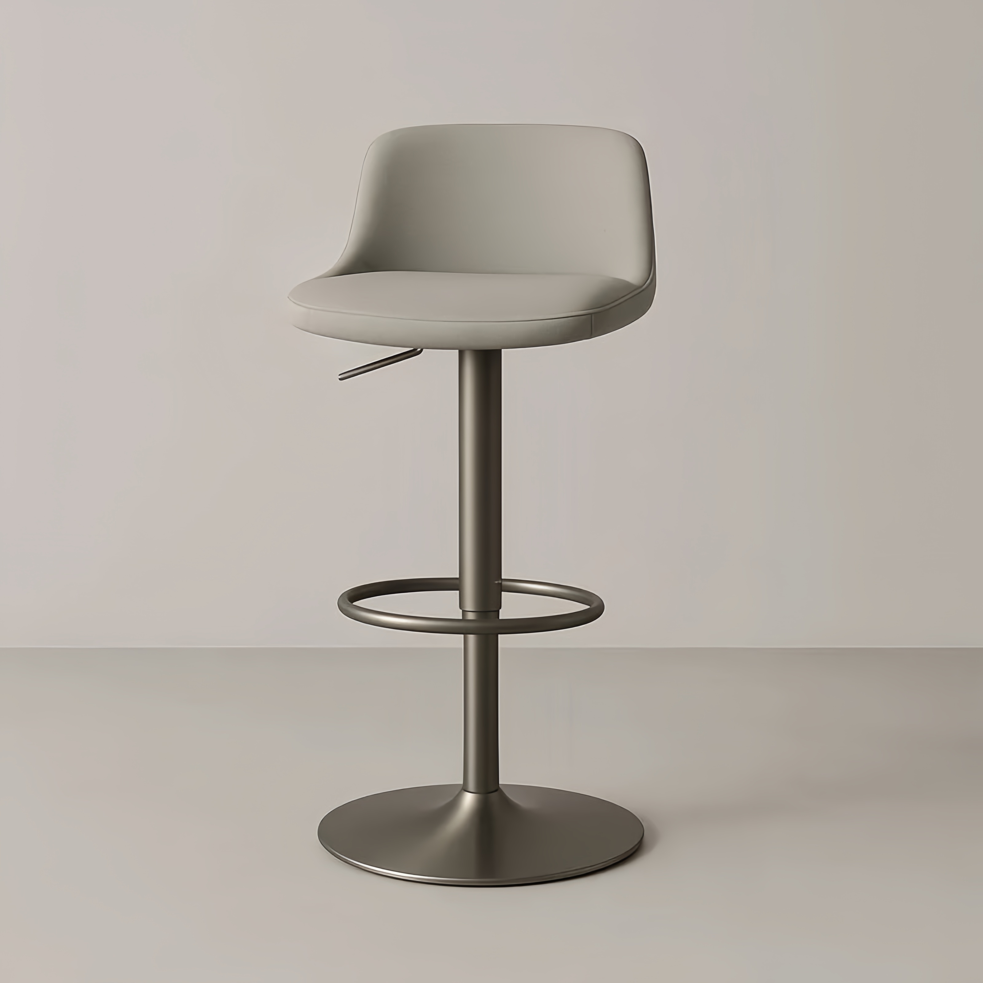 Stołek barowy regulowany tkanina stalowy jasnoszary