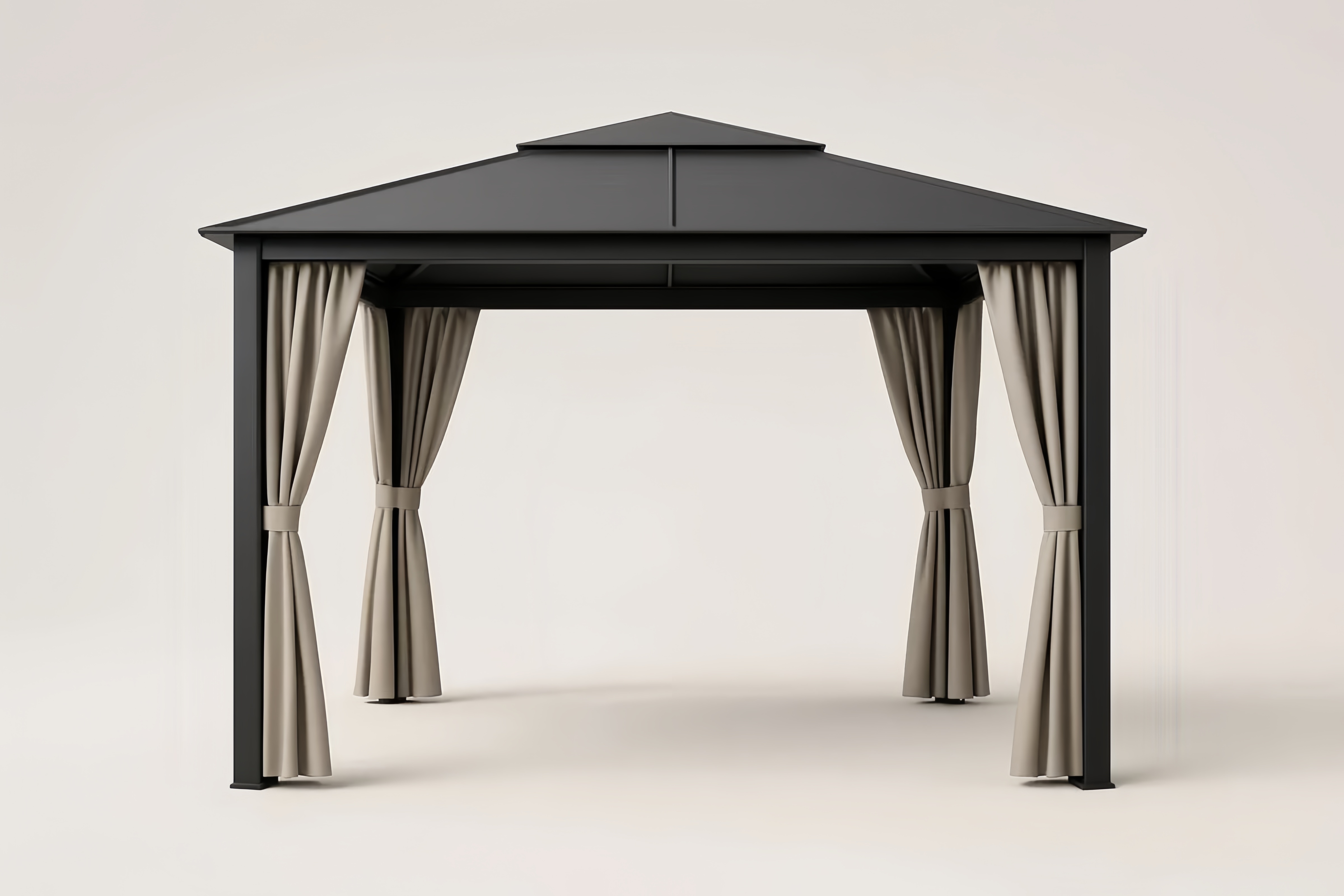 Pawilon stalowy z zasłonami poliestrowymi 300x300 cm Czarny/Beżowy
