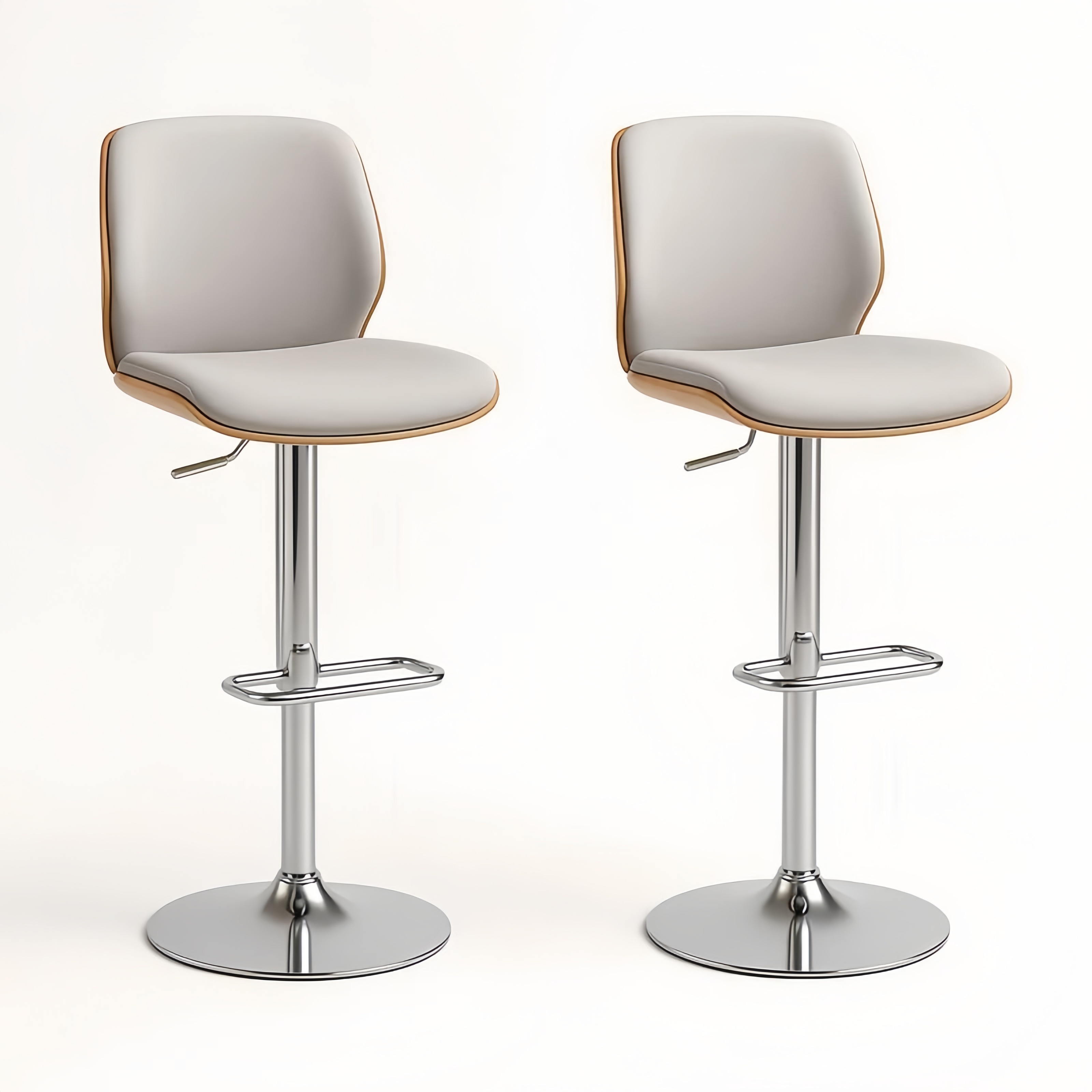 Stołki barowe ze stali i tkaniny szare zestaw 2 sztuki