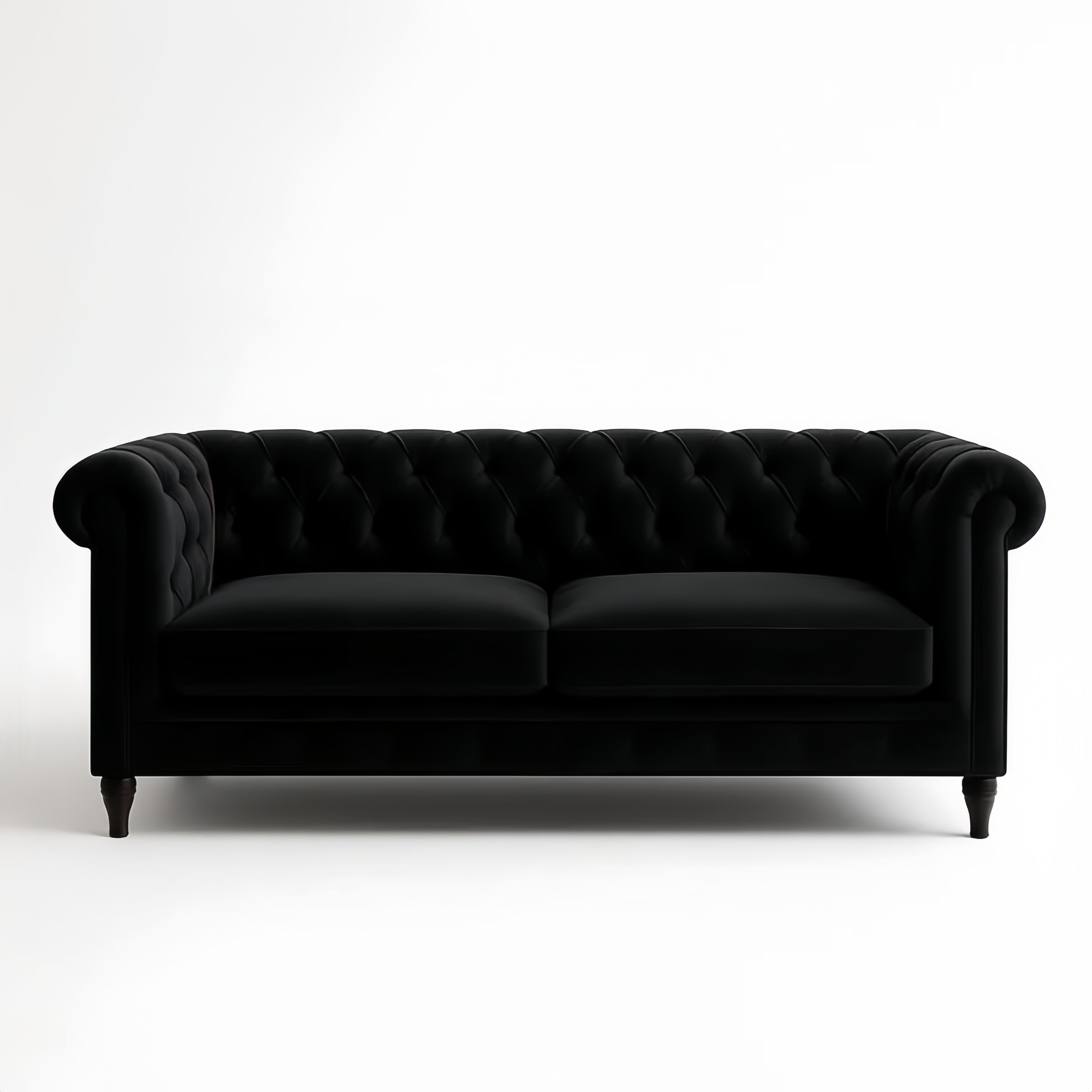 Sofa Chesterfield aksamitna czarna 220 cm