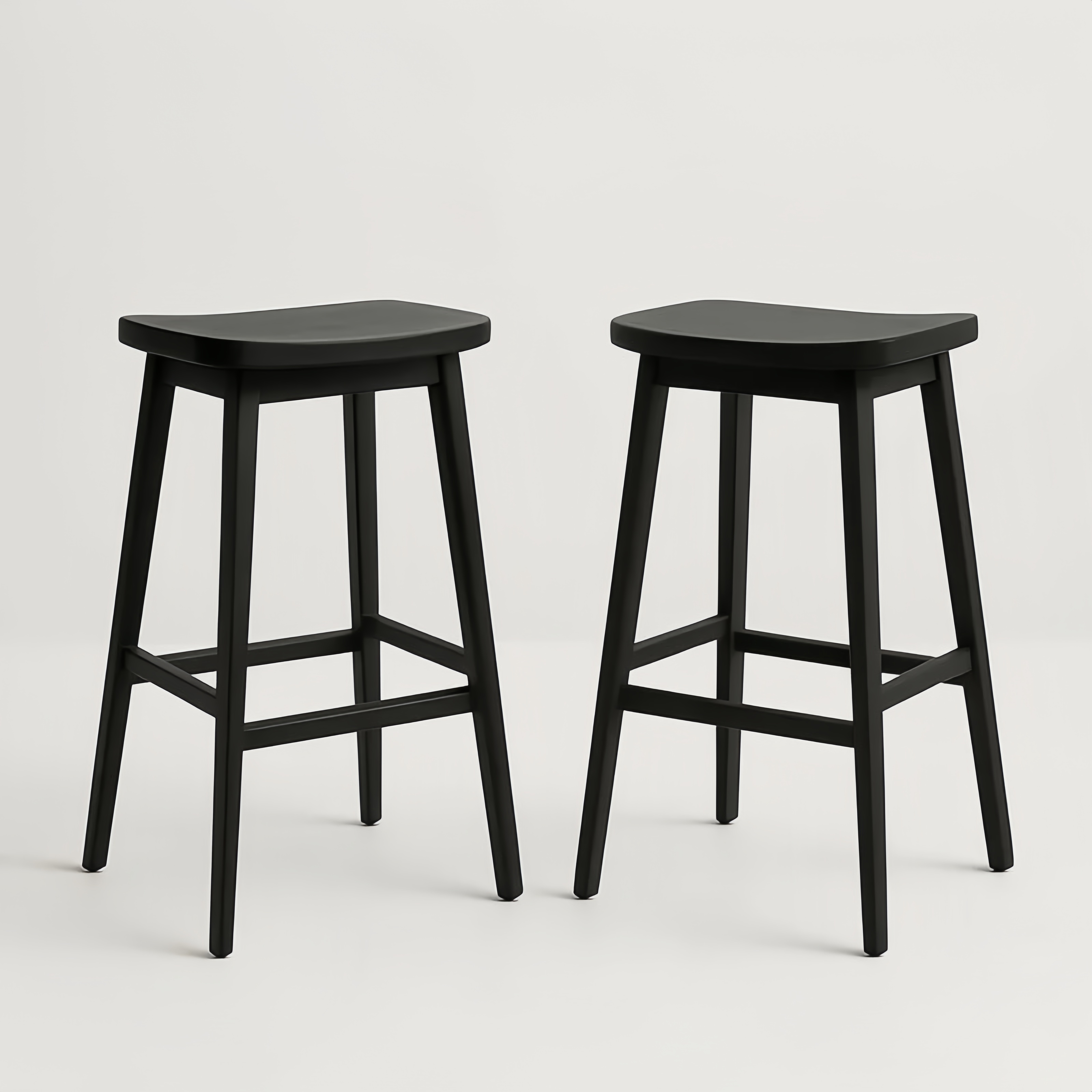 Zestaw 2 hokerów z drewna bukowego, czarne, 75 cm