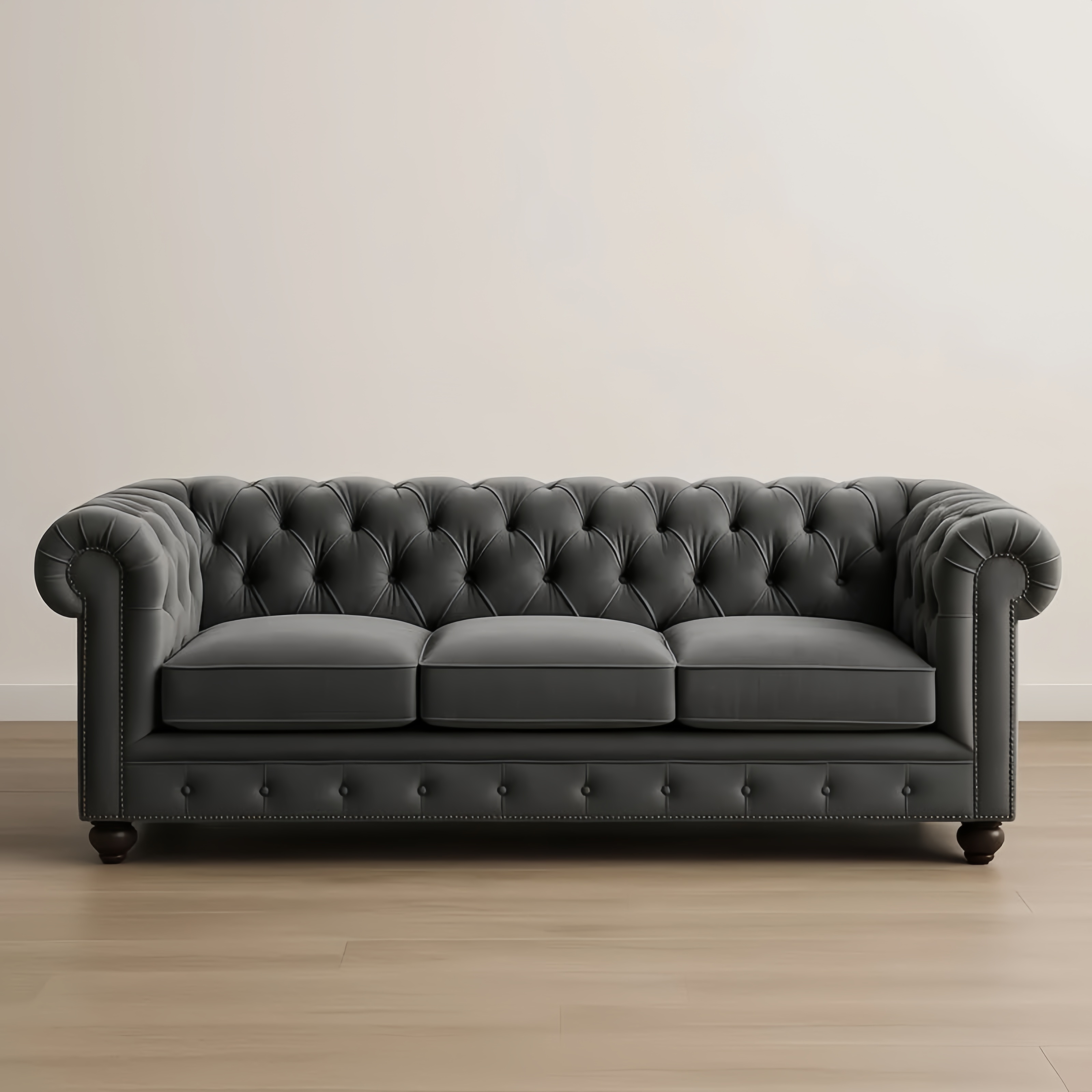 Kanapa 3-osobowa Chesterfield Aksamitna Szara