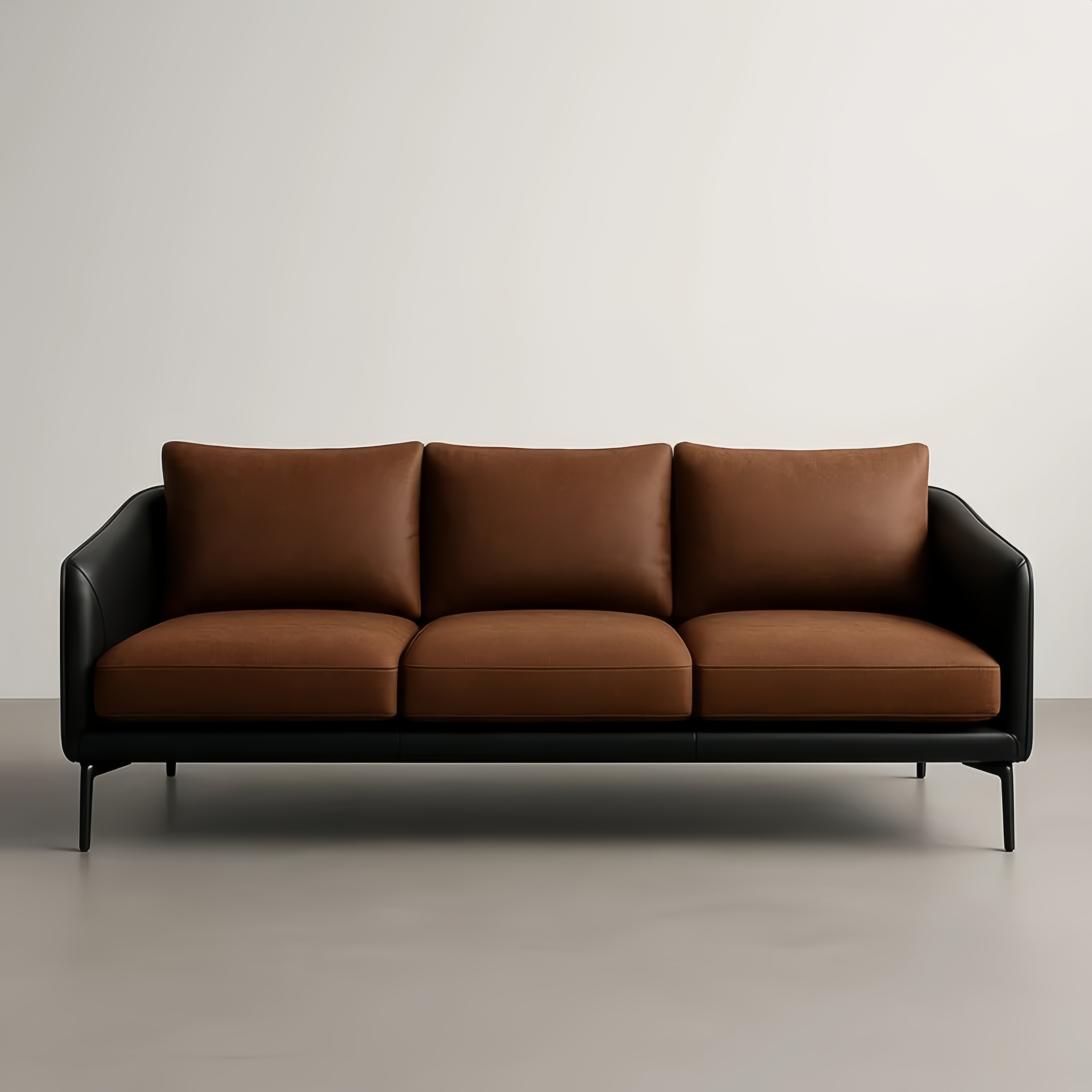 Sofa trzyosobowa skóra ekologiczna brązowo czarna 200x85x90 cm