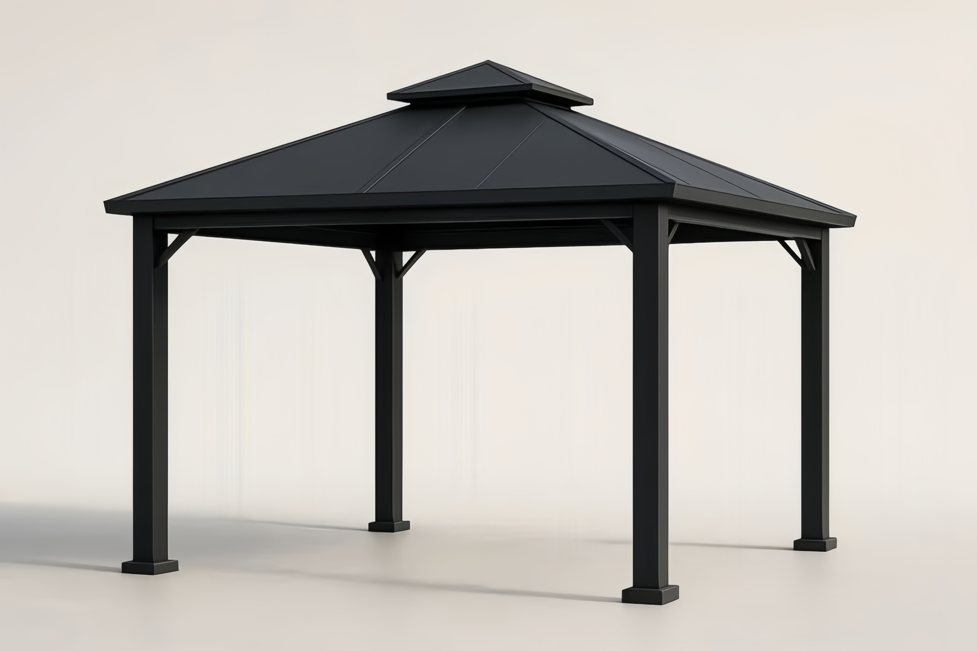 Metalowy pawilon ogrodowy z poliwęglanowym dachem 300x300 cm Czarny