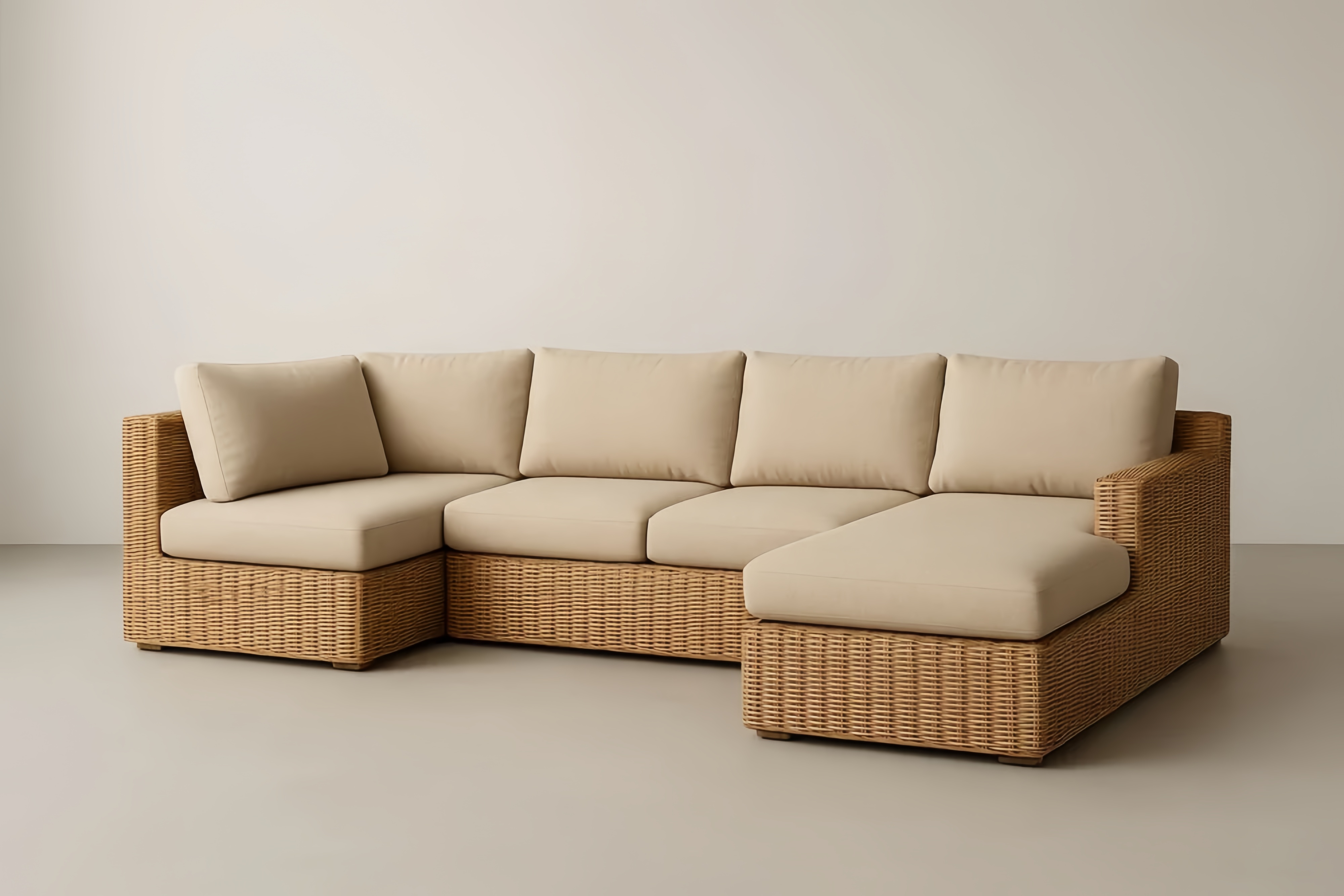 Narożnik rattanowy beżowy