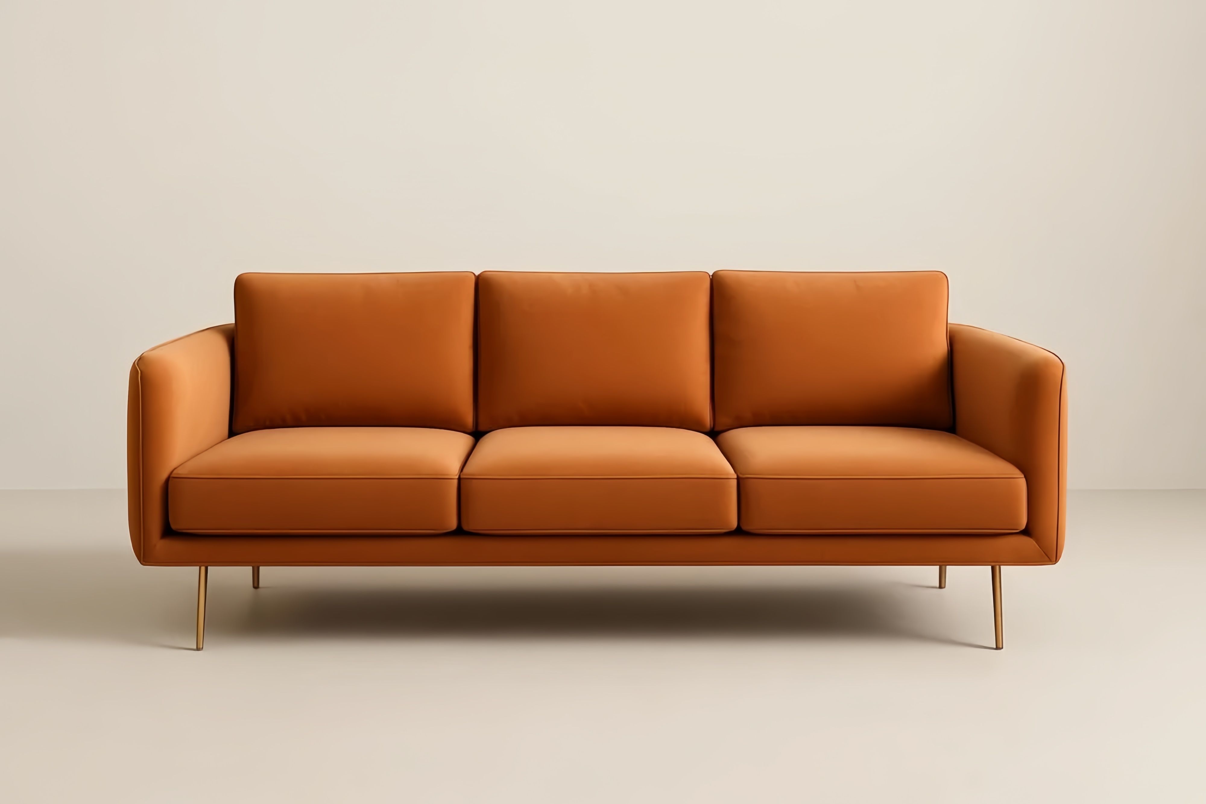 Sofa trzyosobowa tkanina poliester pomarańczowy 210x85x75 cm