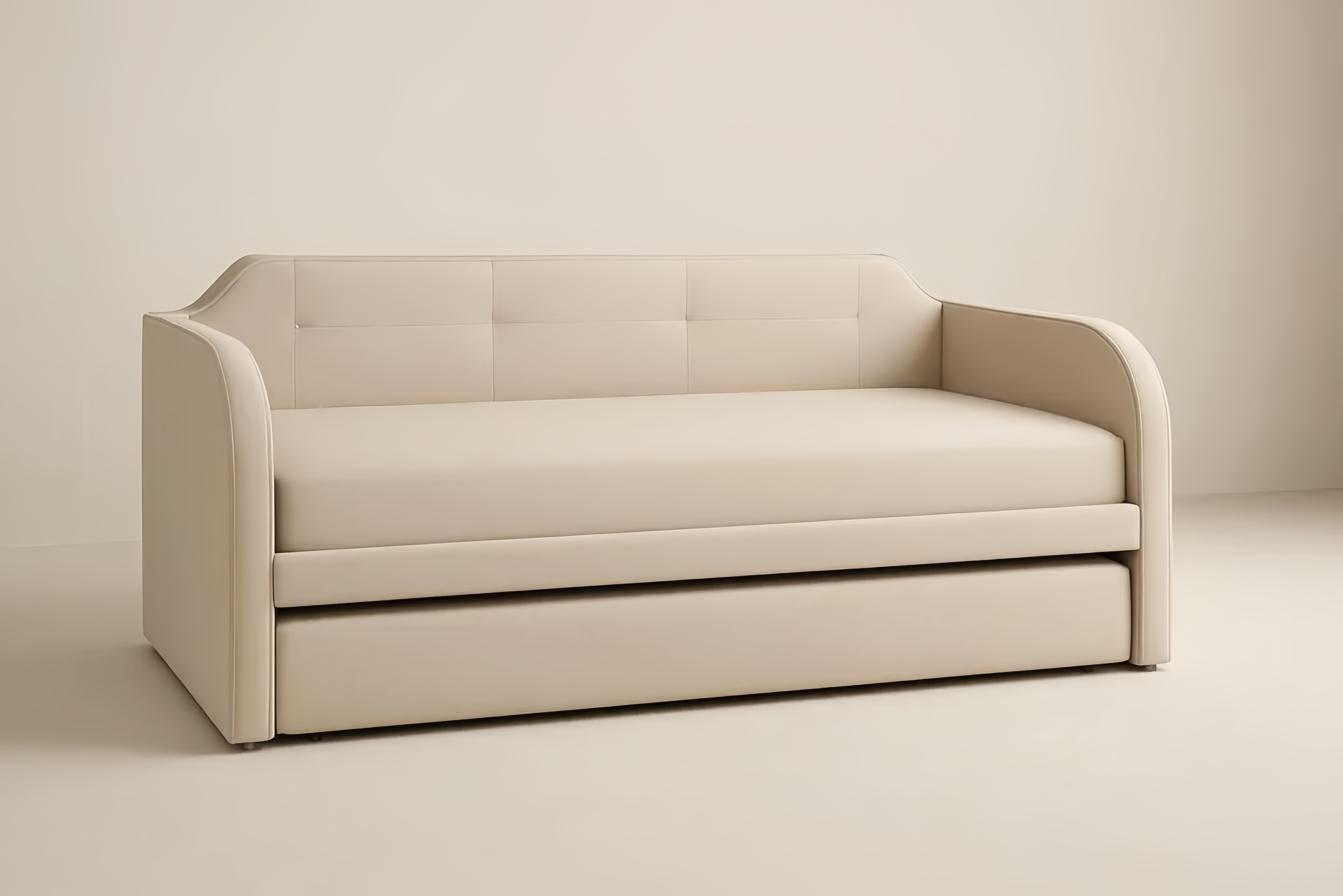 Sofa Rozkładana z Tkaniny Beżowej