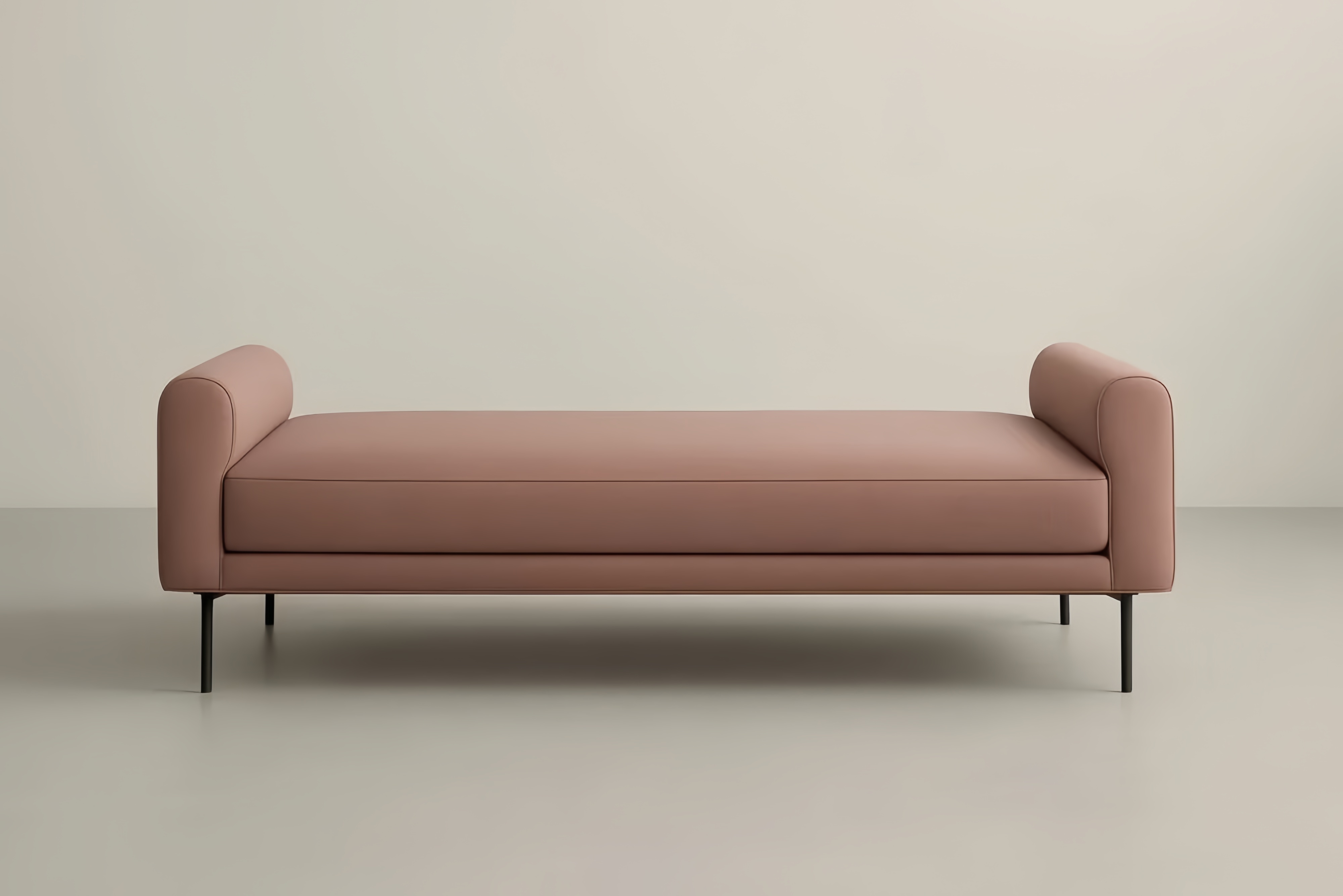 Łóżko dzienne z tkaniny 100% poliestrowej w kolorze różowym, nogi ze stali węglowej malowanej proszkowo