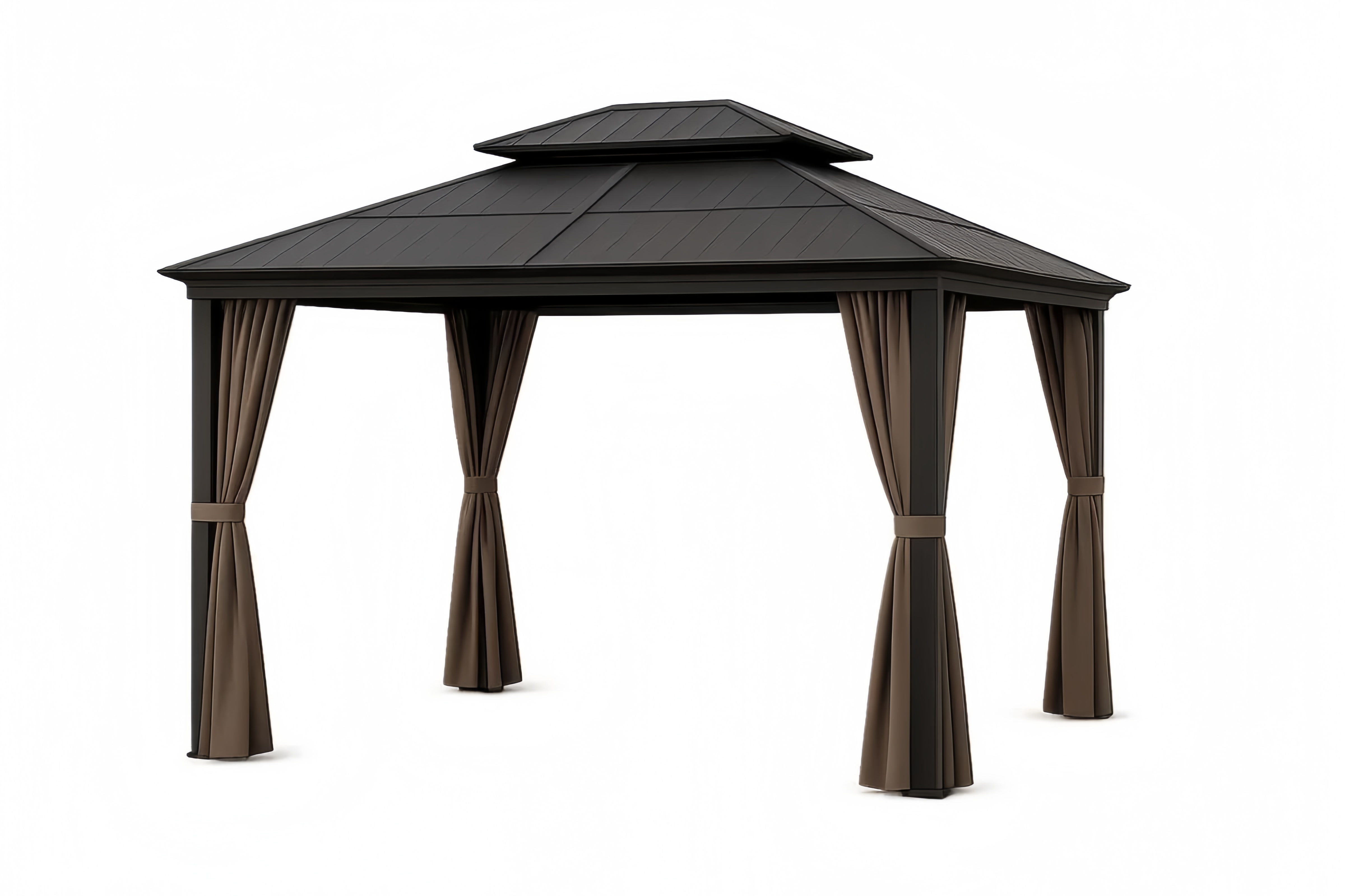 Altana ogrodowa stalowa czarna z zasłonami 300x400 cm