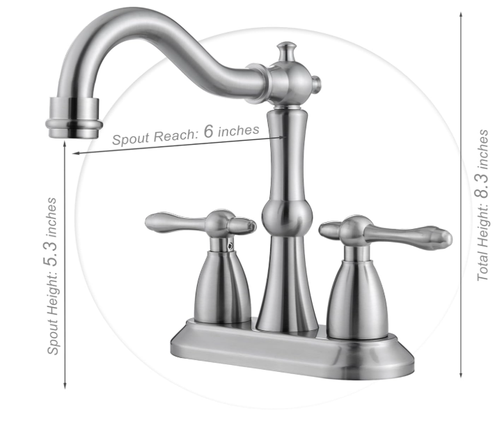 Brushed Nickel Bathroom Sink Faucet, Stainless Steel Centerset Antique Bathroom Faucet with Drain and Supply Hose