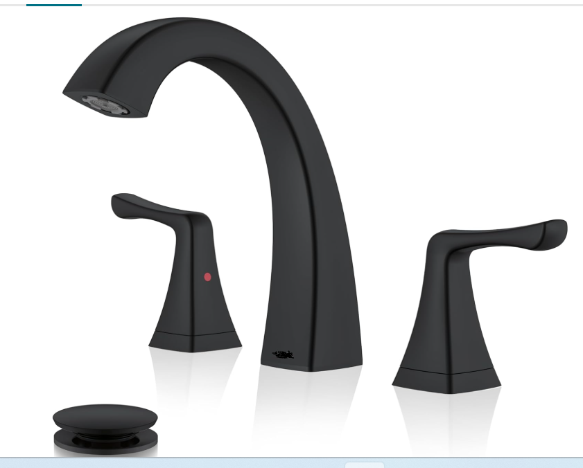  Black Bathroom Faucets for Sink 3 Hole, Matte Black 8 Inch 2 Handle Widespread Bathroom Faucet, Bathroom Vanity Faucet with Pop Up Drain