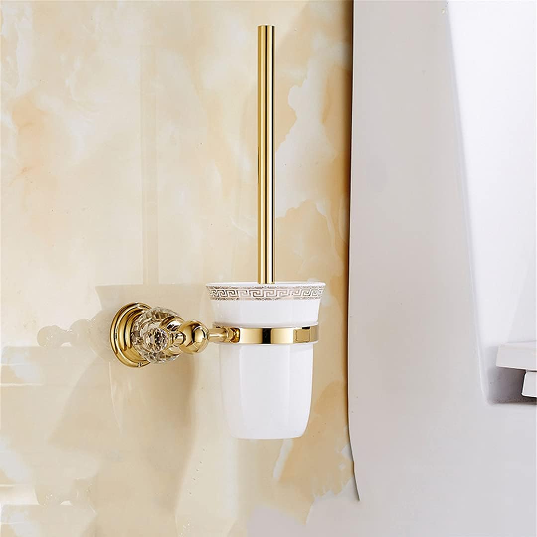 Bathroom Accessories Set Shiny Gold Crystal Towel Rack Metal Toothpaste Holder