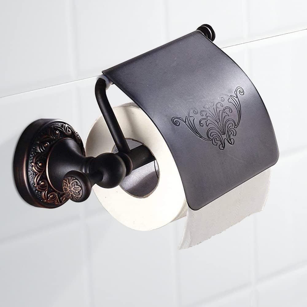 Bronze Toilet Paper Holder, Oil Rubbed Bronze Tissue Roll Holder Storage with Cover for Bathroom