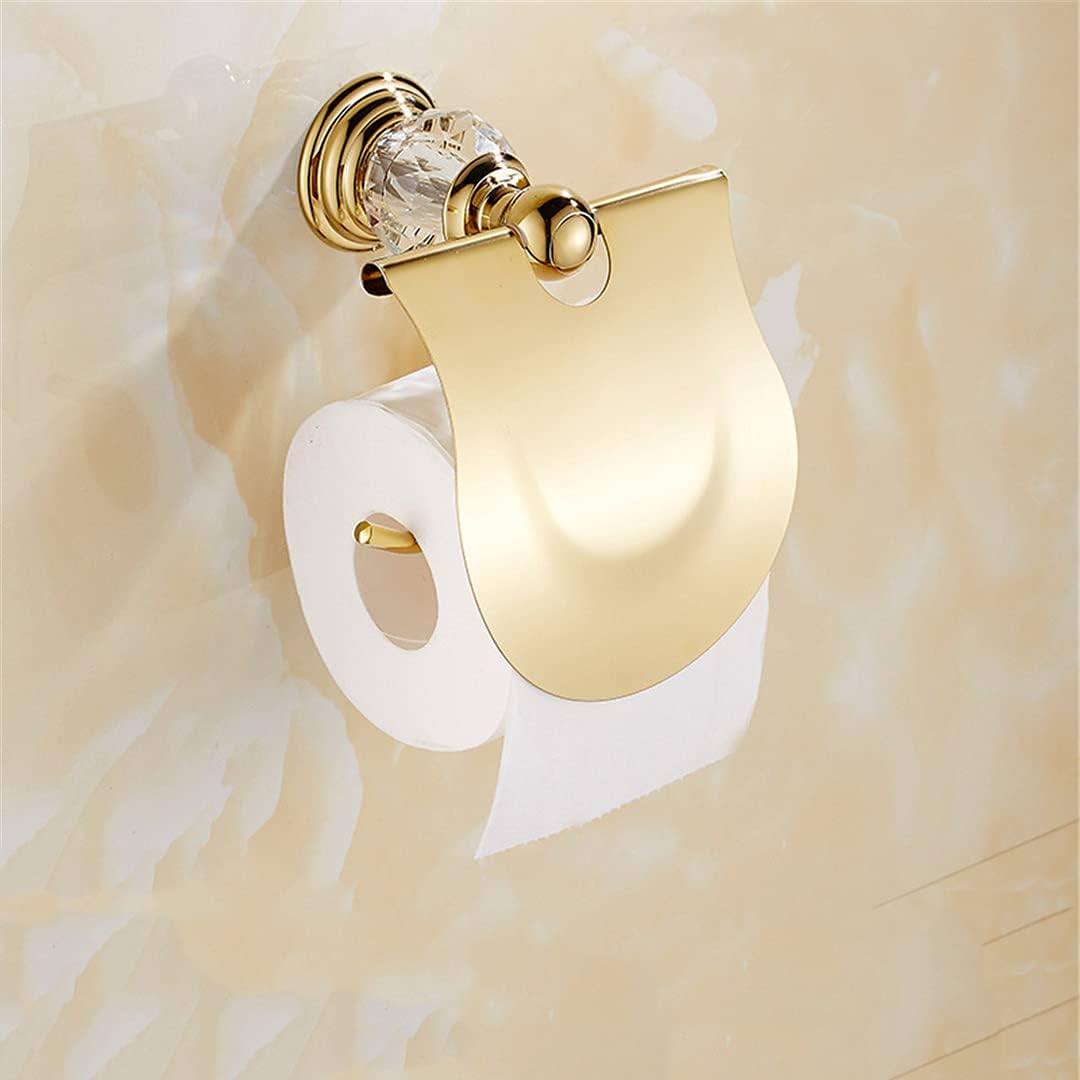 Bathroom Accessories Set Shiny Gold Crystal Towel Rack Metal Toothpaste Holder