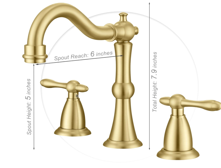 Antique Brushed Gold Bathroom Faucet 3 Hole, Widespread Bathroom Sink Faucet with Pop Up Drain and cUPC Supply Hose