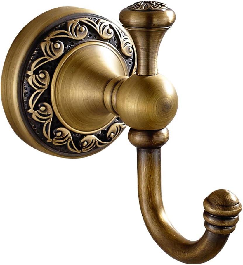 Antique Brass Towel Hook, Bathroom Robe Hooks, Wall Mounted Retro Single Door Coat Clothes Hanger