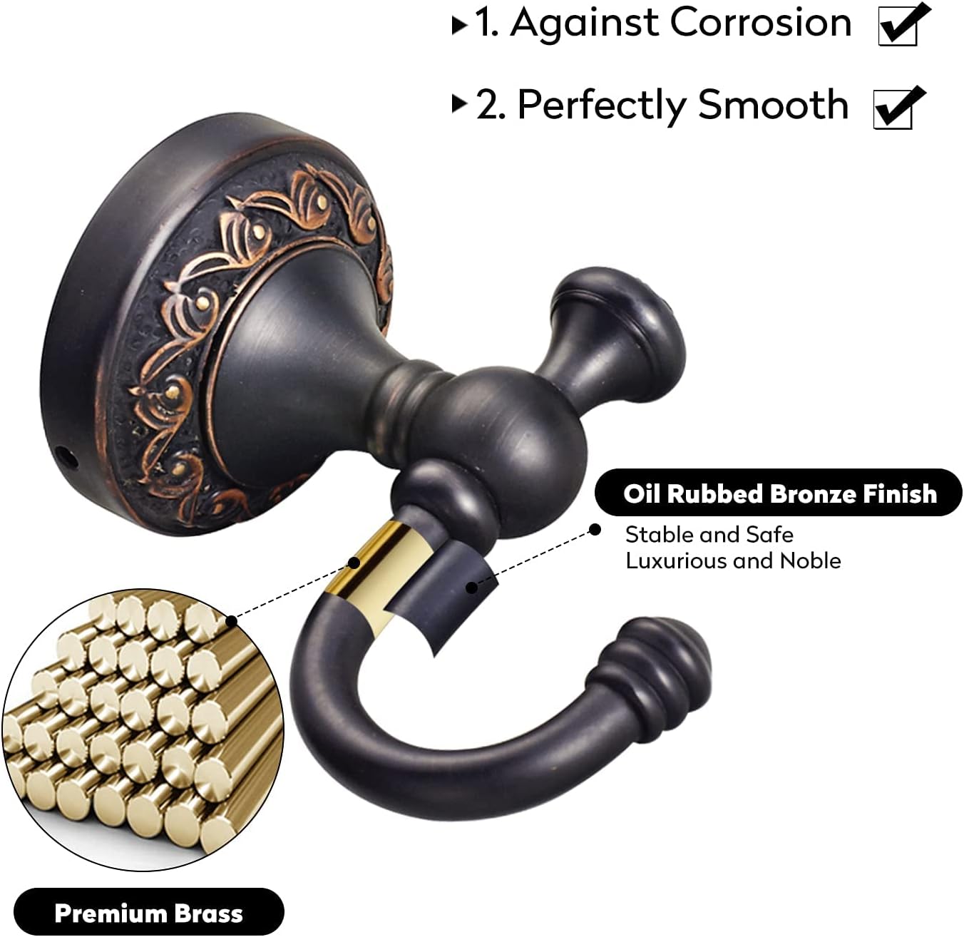 Oil Rubbed Bronze Robe Hooks Antique for Bathroom Cloakroom Kitchen