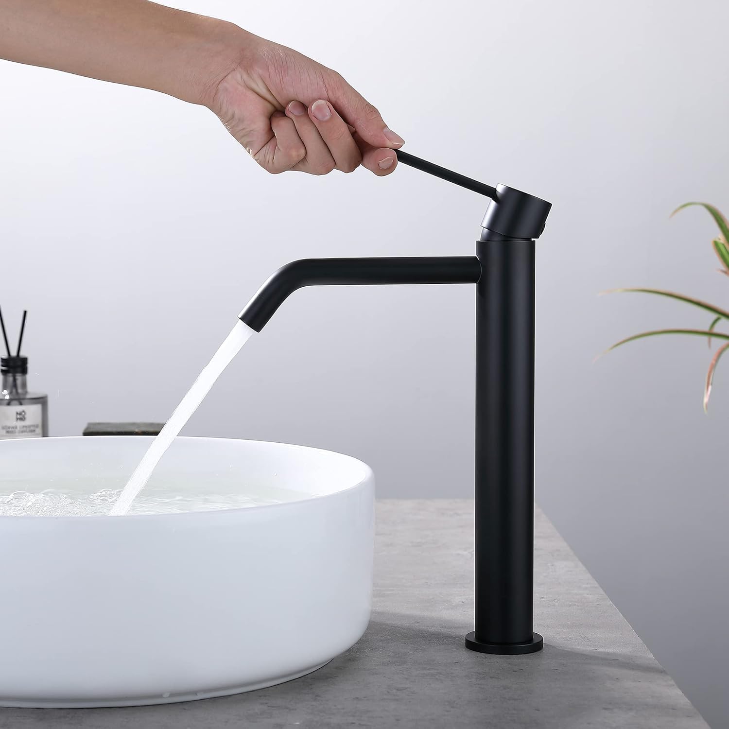  Black Vessel Sink Faucet with Drain Assembly and cUPC Supply Lines