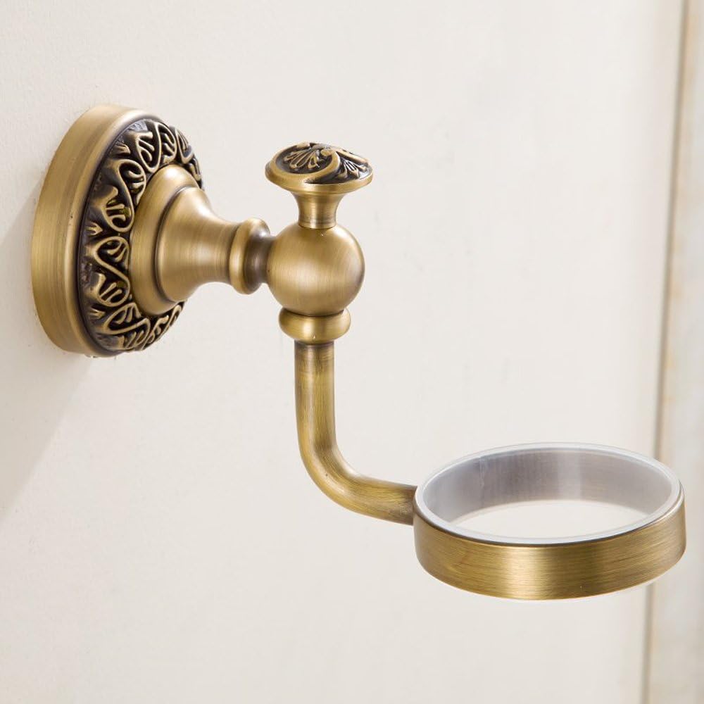 Antique Brass Soap Dispenser,Wall Mount Hand Soap Pump Bathroom Liquid Holder Lotion Bottles Vintage Dish Ceramics Removable for Kitchen Sink Countertop