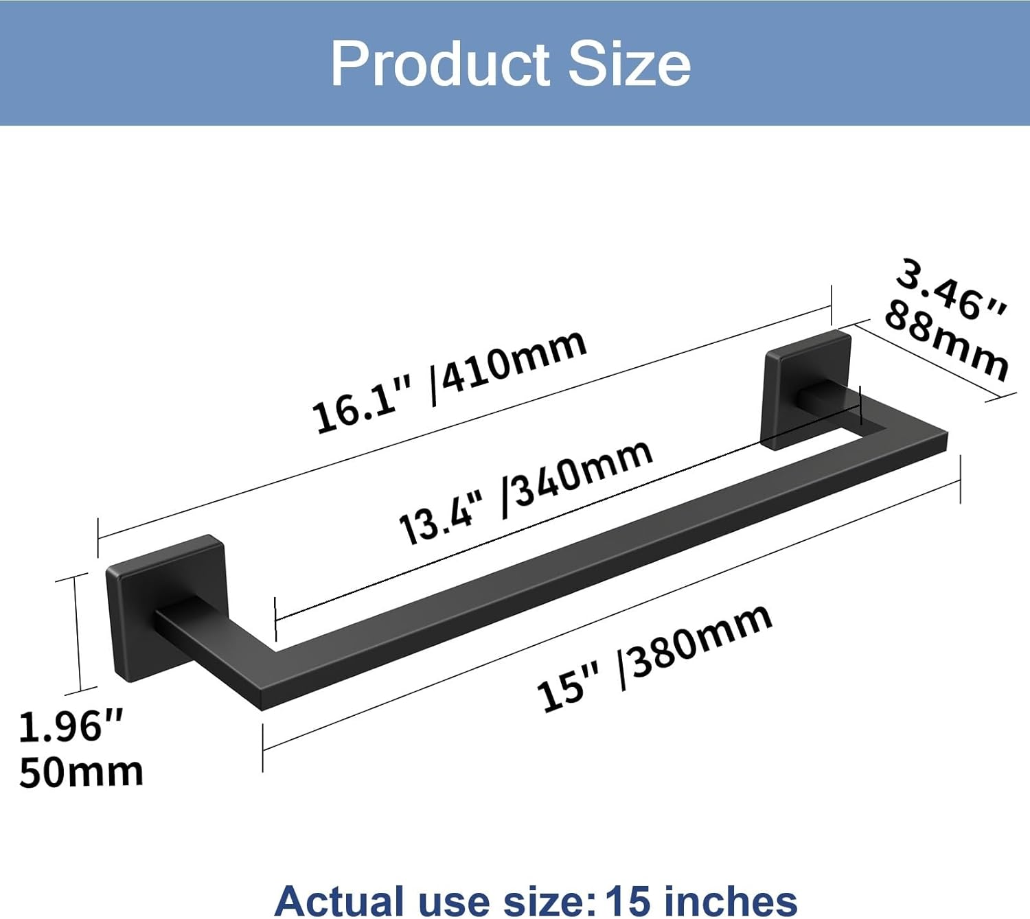 16 Inch Towel Rack for Bathroom Wall Mounted, Thicken Stainless Steel Heavy Duty Hand Towel Holder